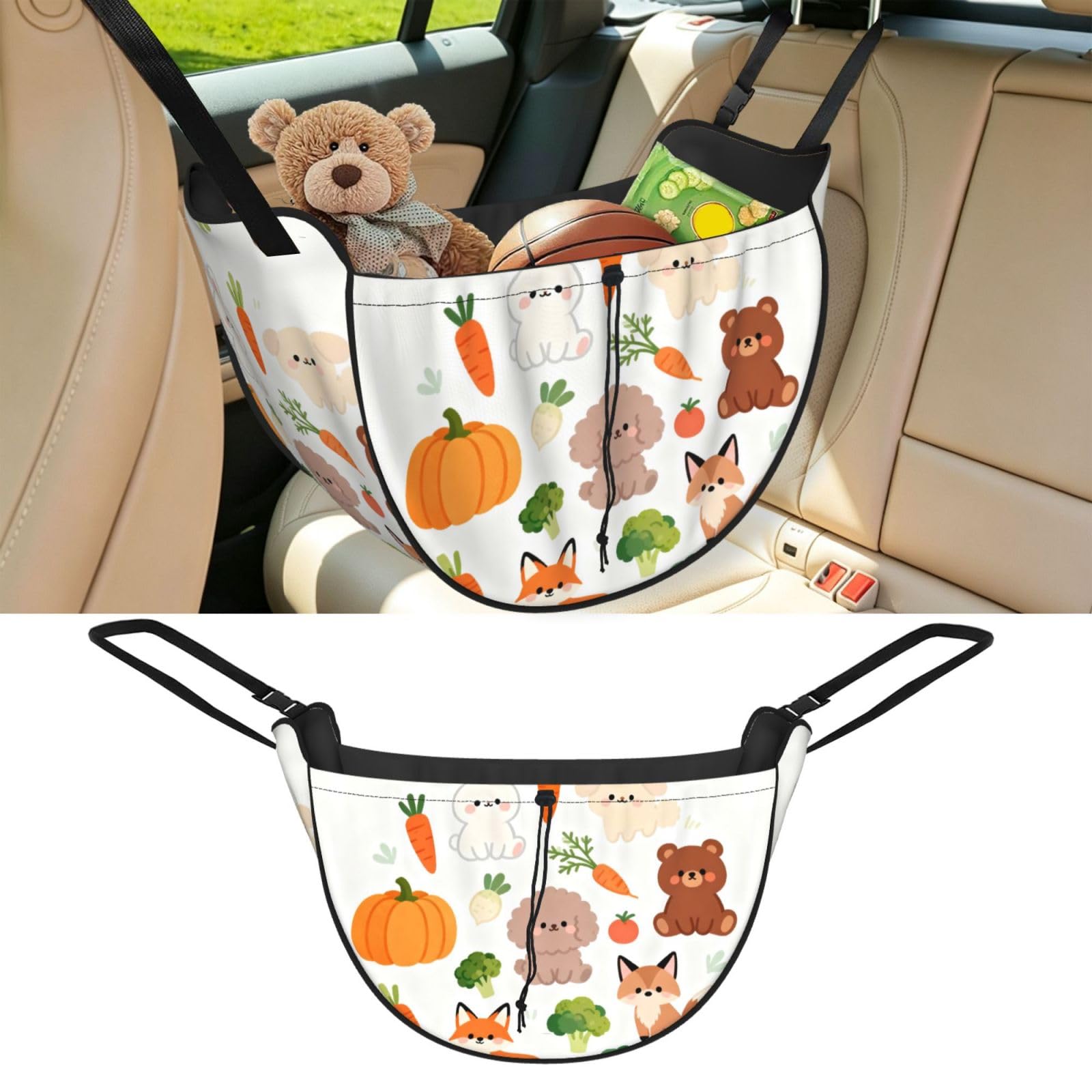 Cntdbu Black Cute Puppy Car Seat Organizer-Backseat Storage Bag For Travel