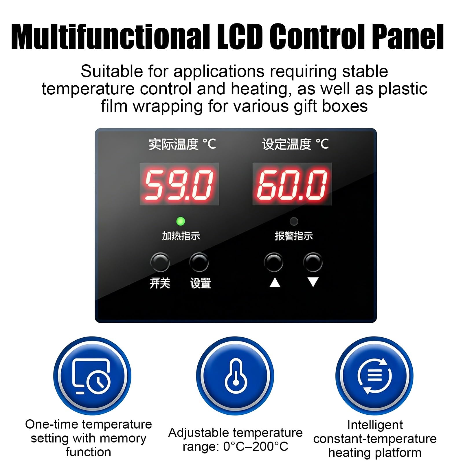 Máquina de sellado térmico de 1200 W, máquina de embalaje de celofán, envoltura manual con borde envuelto aislado y cubierta antipolvo, rollo de envoltura retráctil for embalaje | Máquina de sellado térmico de 1200 W(Blue)