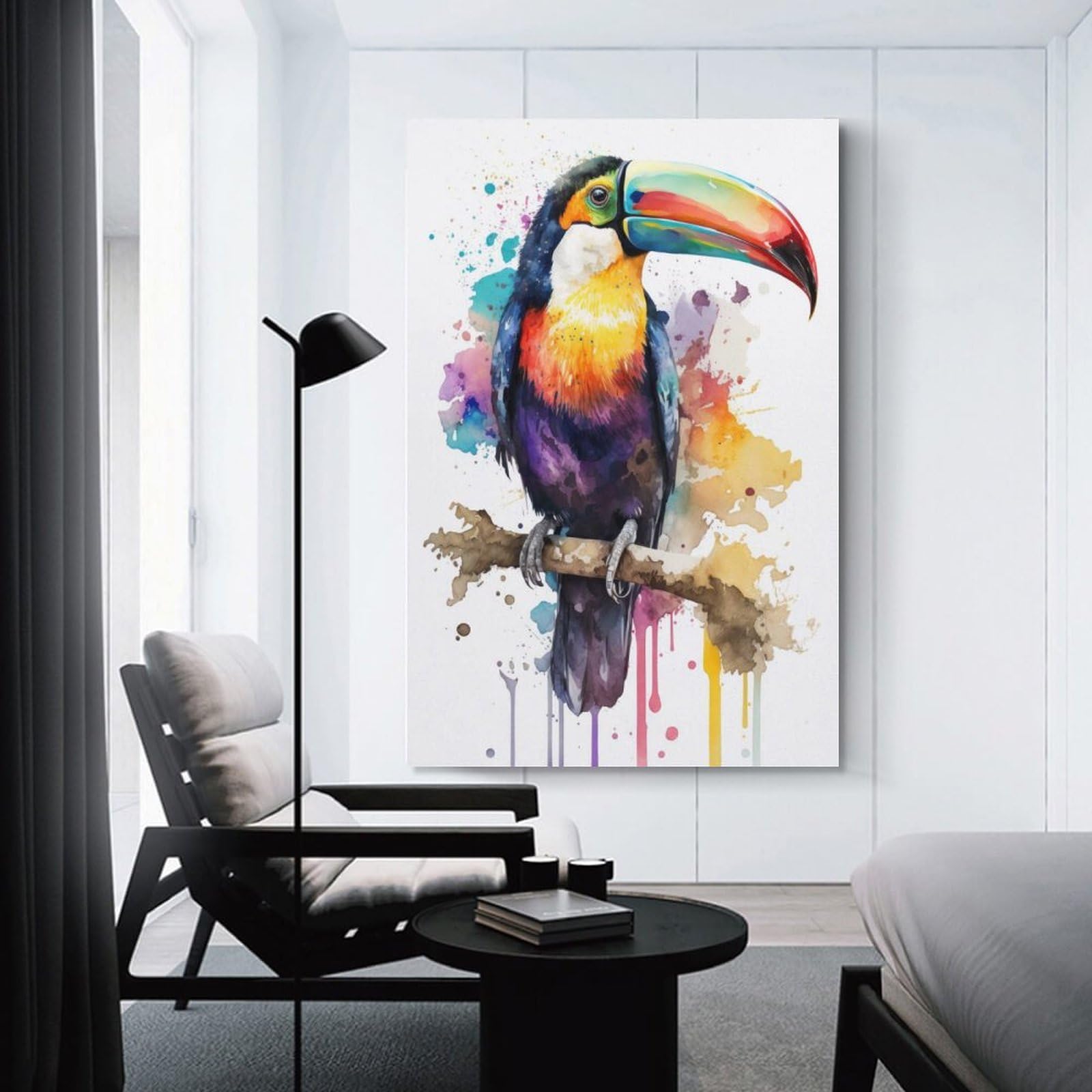 Junmoney Toucan in Watercolor Wall Art Print 24x36inch(60x90cm), for Gallery Wall Layouts in Home Or Office, An Easy Match for Collected Prints