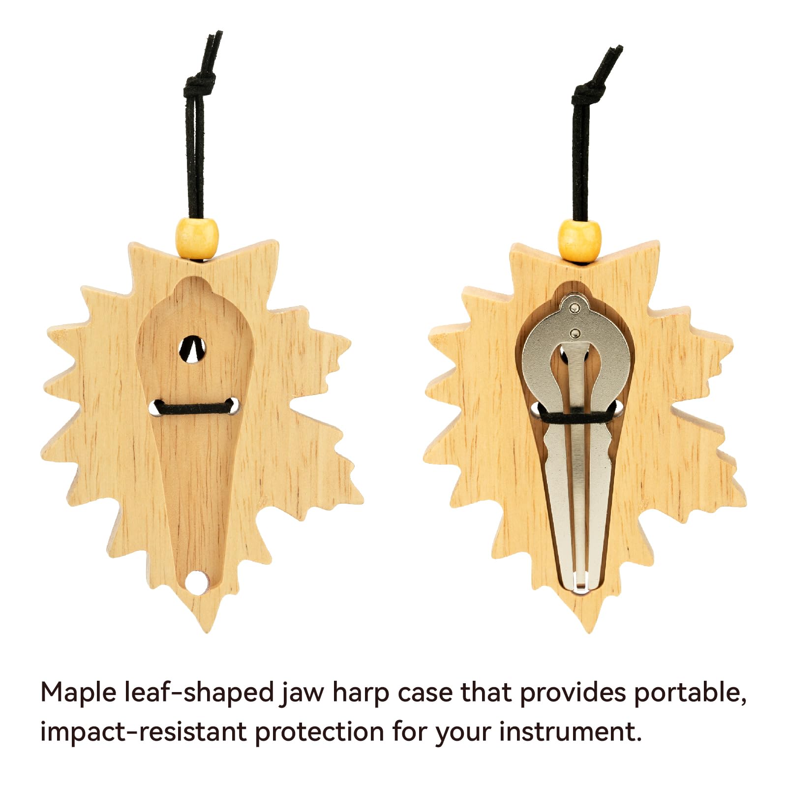 Maultrommel aus Edelstahl mit Ahornblatt-Holzetui – Handgefertigte Jaw Harp, Tragbares Mundharfen-Instrument für Anfänger, Musiker & Folkmusik-Liebhaber