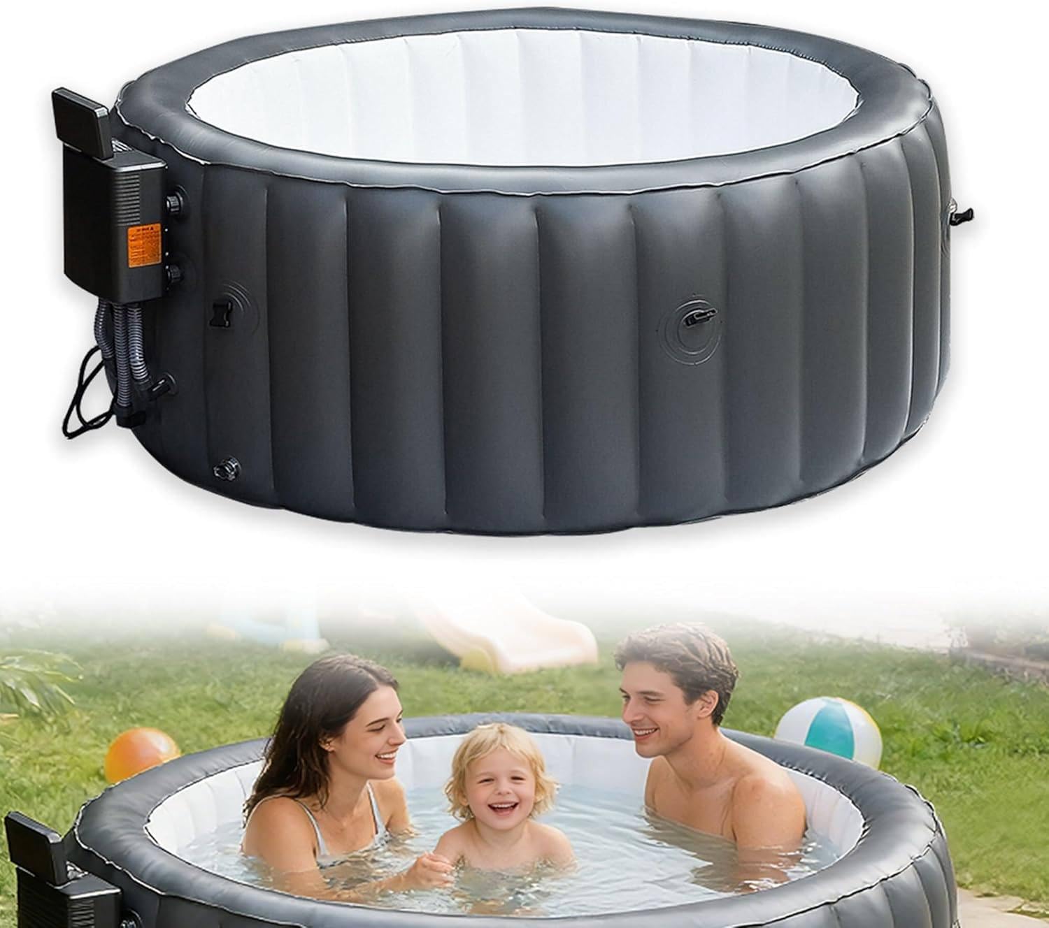 Vasca idromassaggio gonfiabile, portatile, per esterni, per 4-7 persone, con 180 Airjet e copertura EnergySense, ideale per cortile e patio