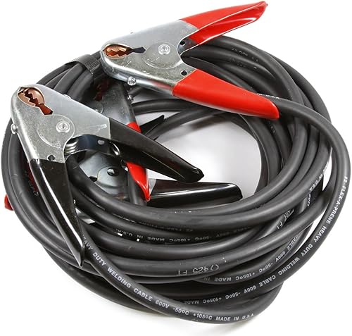 Forney 52877 Cables de batería de puente, refuerzo de alta resistencia # 2 con abrazaderas de 500 amperios, 20 pies, negro y rojo