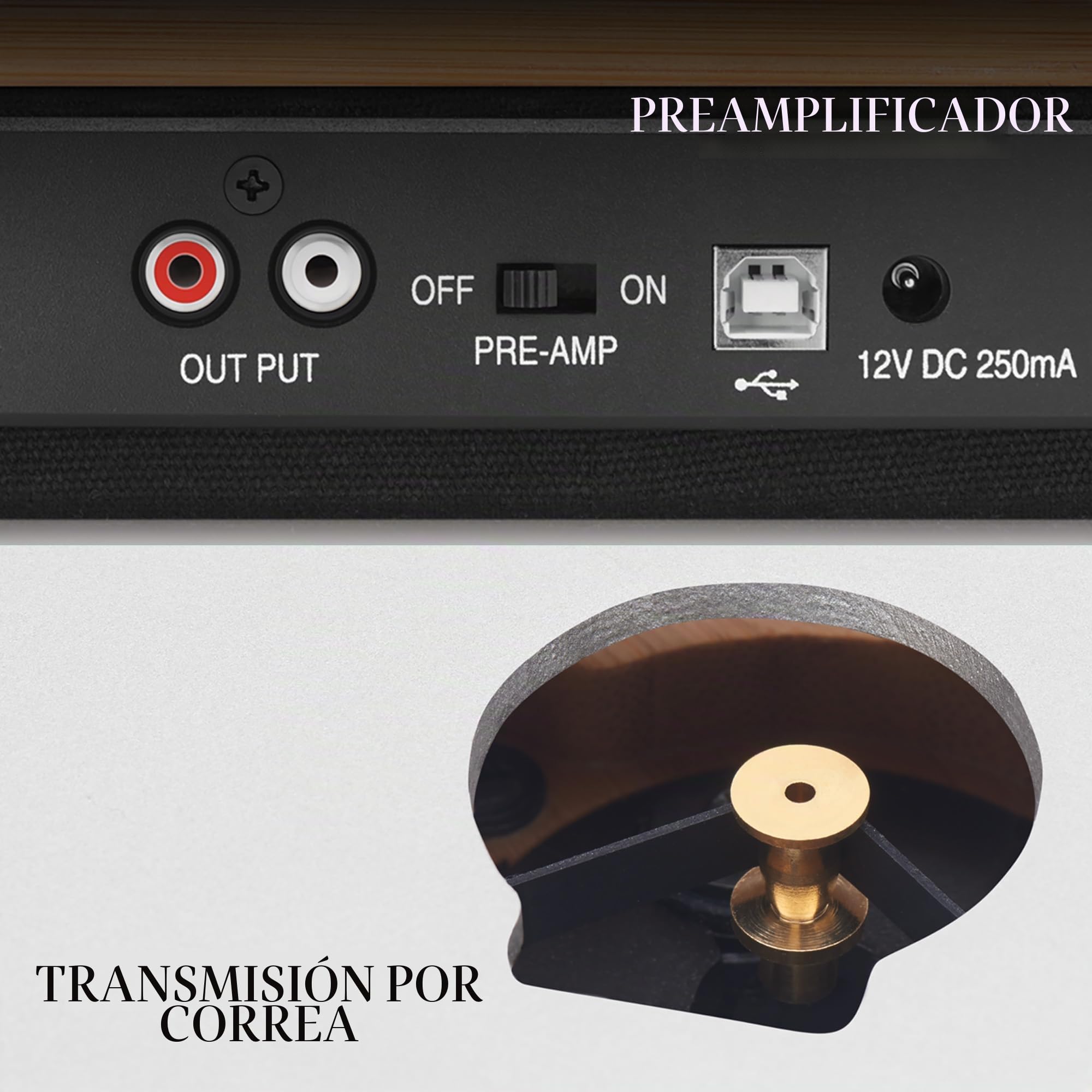 House of Marley Stir It Up Wireless Tocadiscos de Vinilo Bluetooth - Bambú | Reproductor de Vinilos de 2 Velocidades Producido Sosteniblemente, Cápsula de Audio-Technica