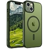 SUPFINE Magnetic for iPhone 14 Case & iPhone 13 Case (Compatible with MagSafe)(Military Grade Drop Protection) Translucent Matte Shockproof Phone Cover,Cangling Green