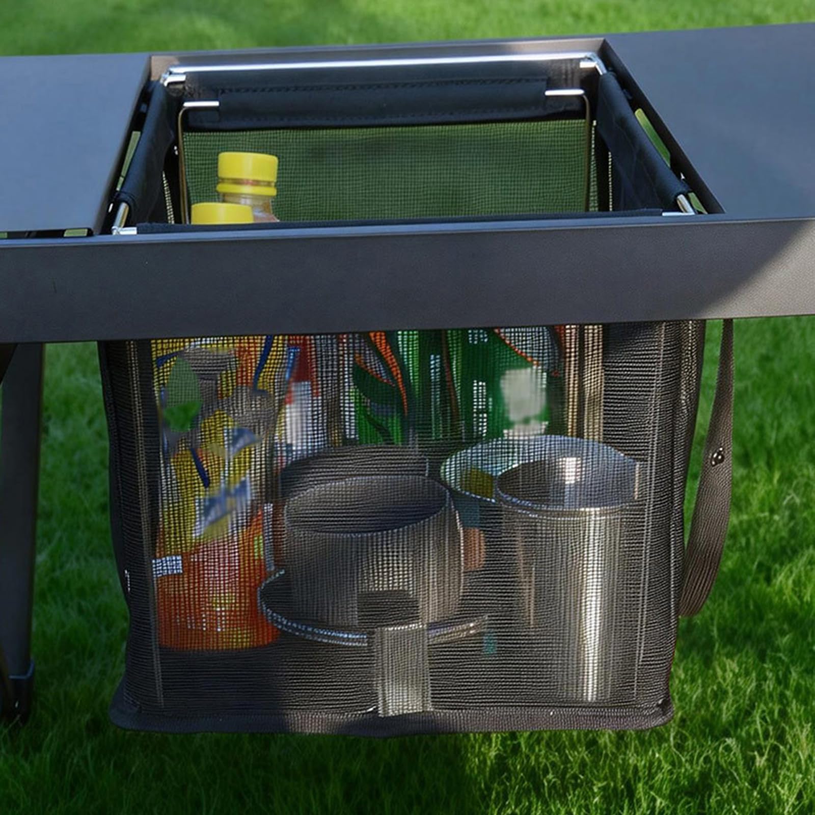 Cestino da picnic portatile per la ventilazione, grande capacità, nero, per la spesa, con filtro a rete, per conservare e conservare tazze