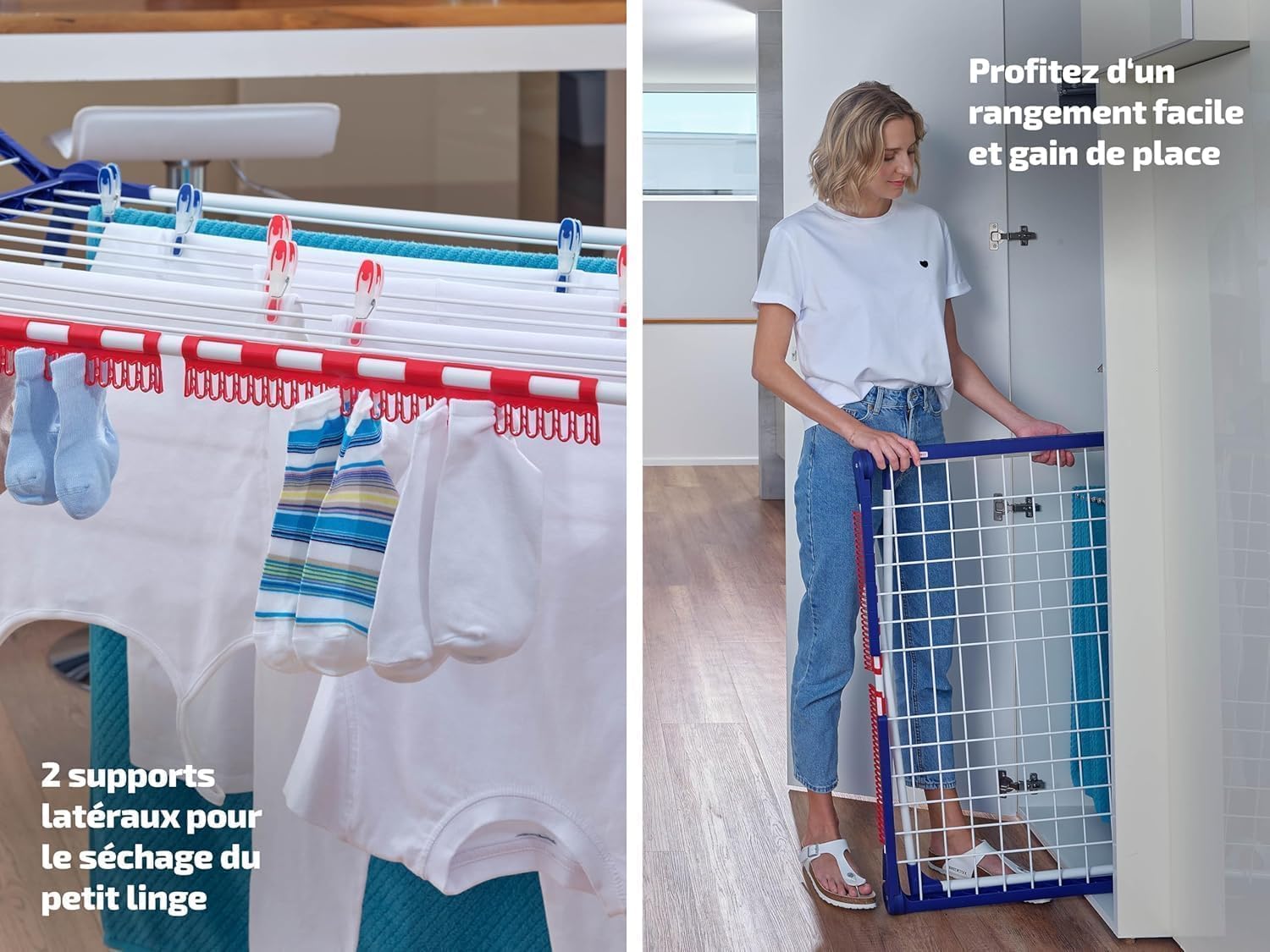 Leifheit Séchoir à Linge Pegasus 180 Solid, séchoir sur Pied Grande Surface d'étendage, étendoir à Linge Solide et Inoxydable, Un Accessoire