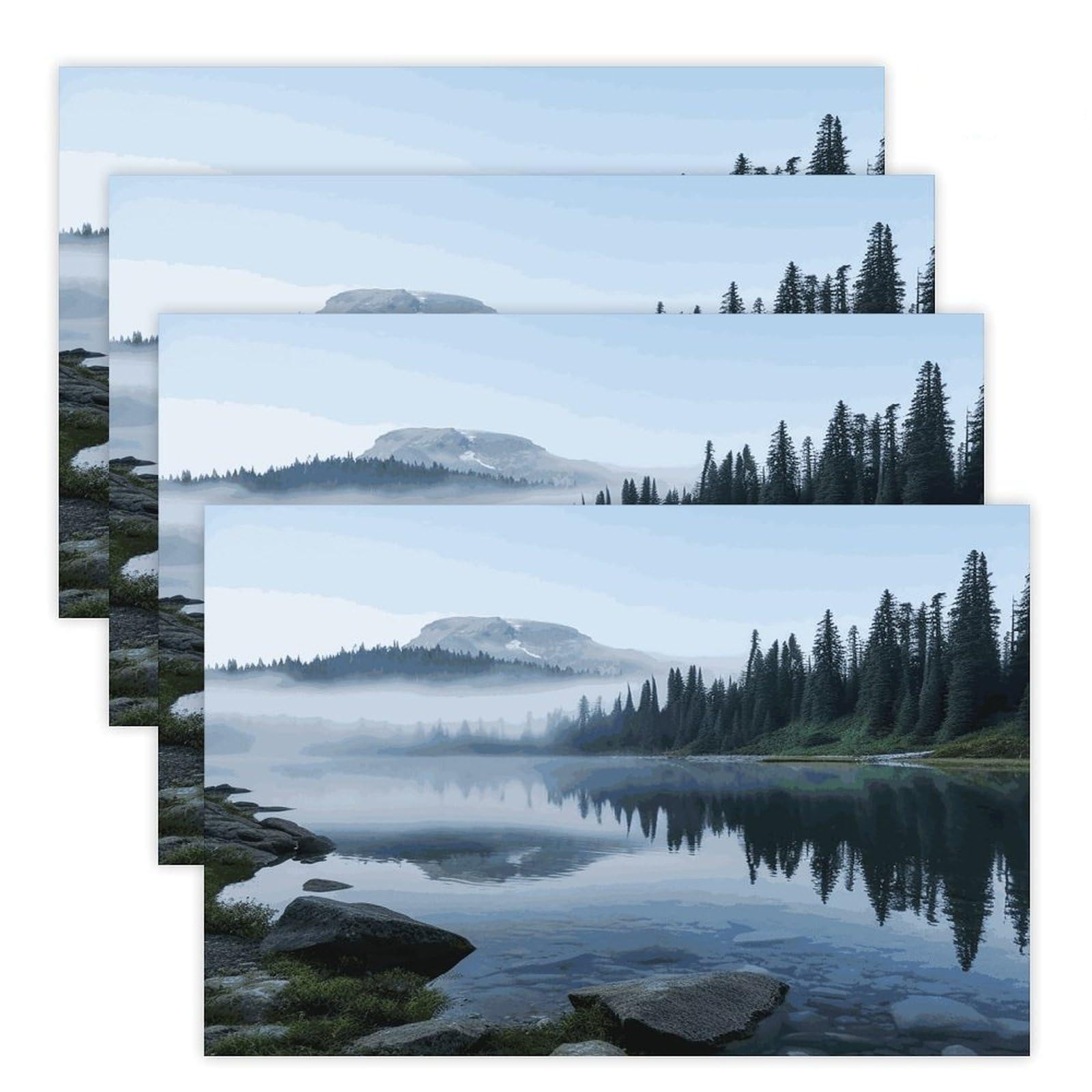 Foggy Lake by Mount Rainier Placemats Heat-Resistant Washable Place Mats Anti Slip Dining Table Place Mats Wipeable Dining Table Mats Kitchen Decoration Placemats 17.7’’×11.8’’