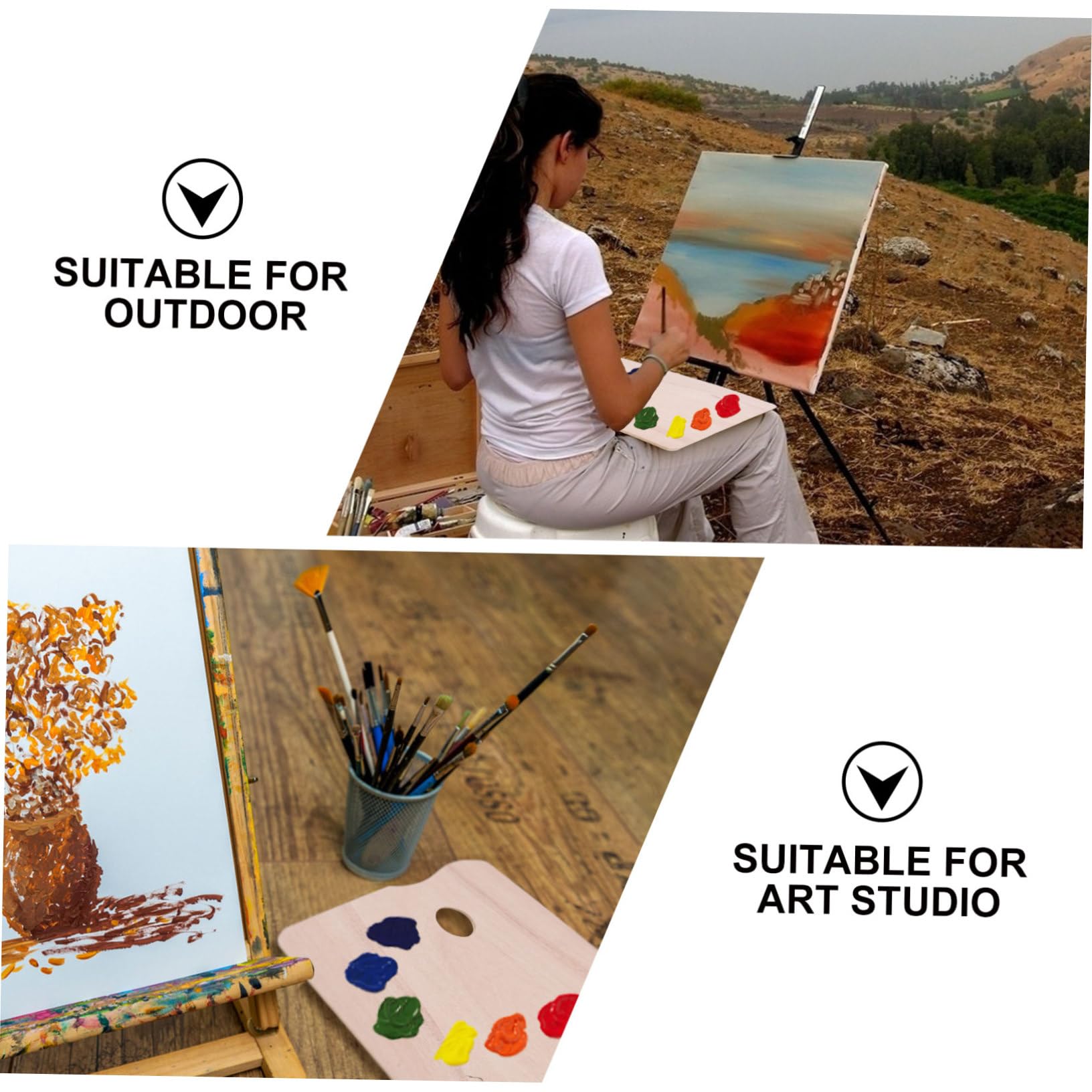 Tavolozza a Forma Quadrata a Pesce in Legno Beige con Impugnatura, Leggera e Versatile per Pittura Acrilica e Uso Domestico, per Hobbisti e Studenti