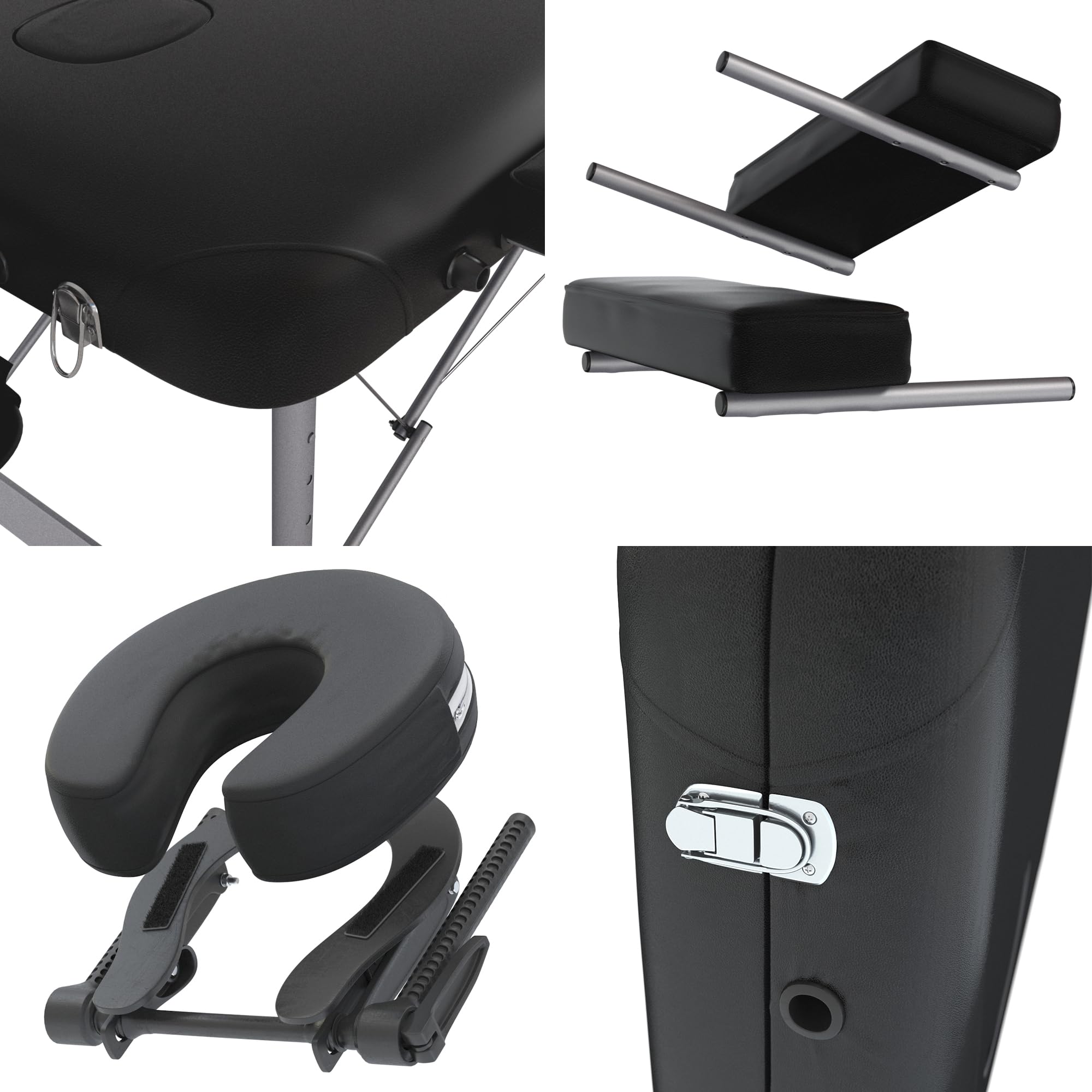 Table de Massage 2 Zones en Aluminium Noir Pliable et transportable
