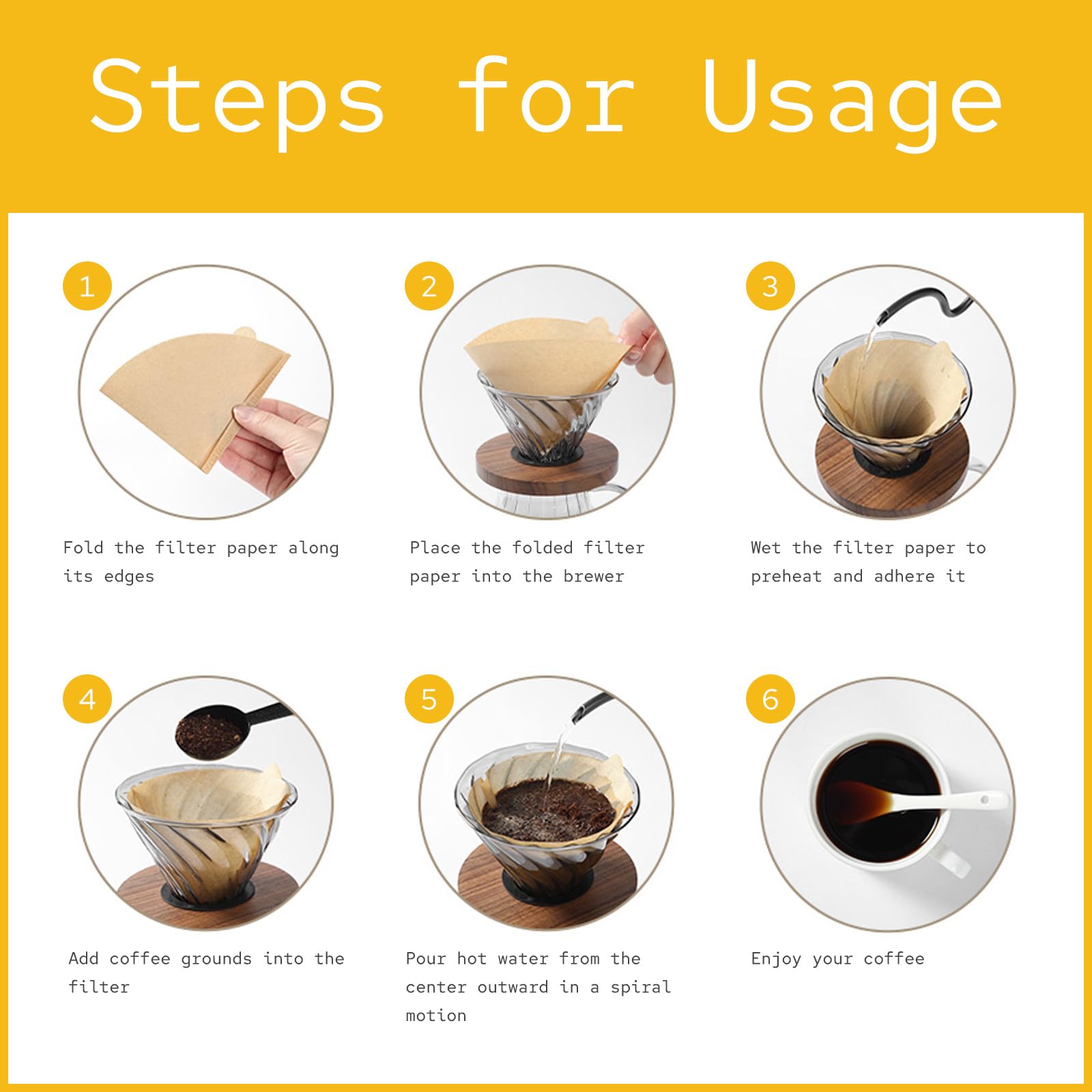 Cone Coffee Filters #2, 2-4 Cup, 100 Count, Unbleached Natural Paper, No Blowout, Disposable for Pour Over and Drip Coffee Maker