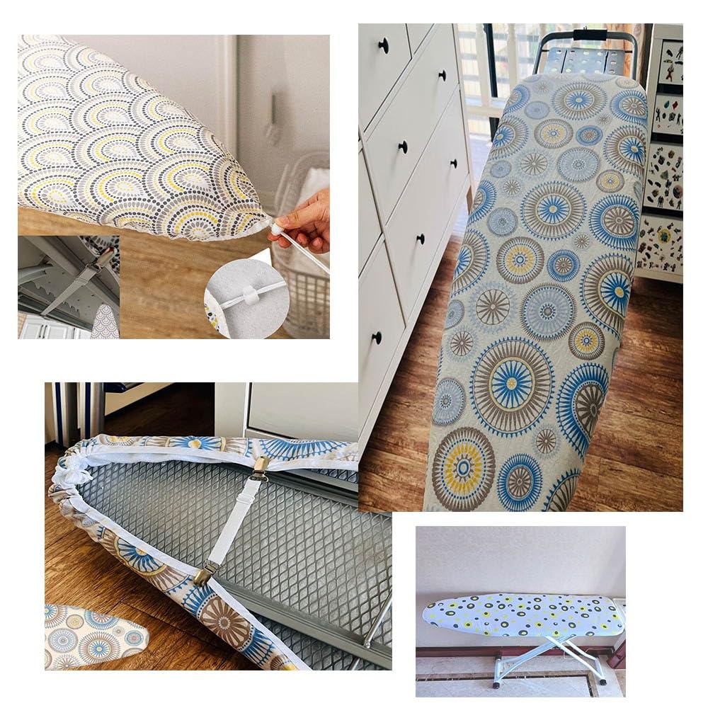 Funda de Repuesto para Tabla de Planchar de algodón, 91,4 x 33 cm, 96,5 x 33 cm, 109,6 x 35,5 cm, 122,9 x 38 cm, 122,9 x 38 cm, Funda para Tabla de Planchar a Vapor, Correa de SuJe
