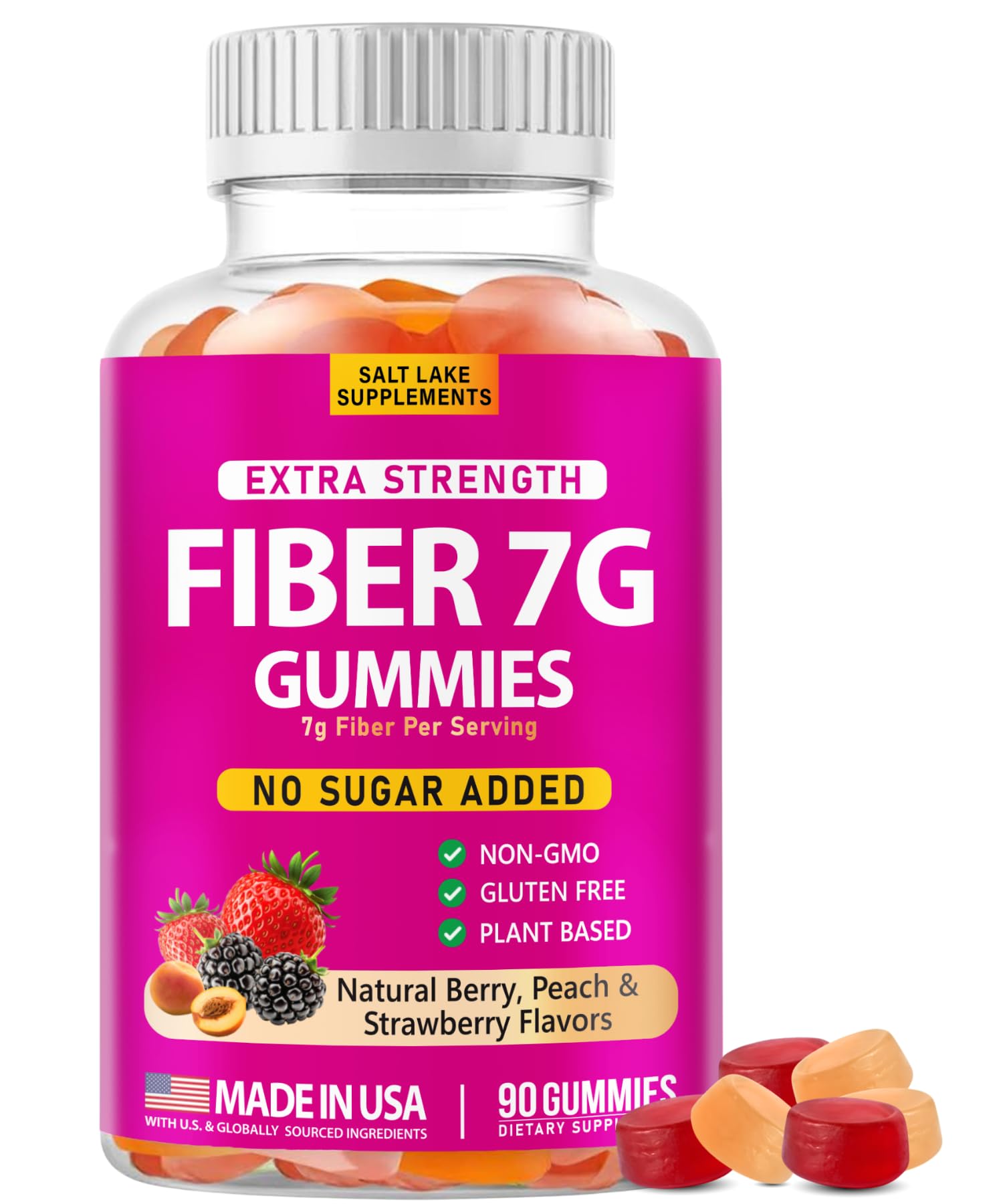 Extra Strength Fiber Gummies 7g Per Serving – Sugar Free, Plant Based