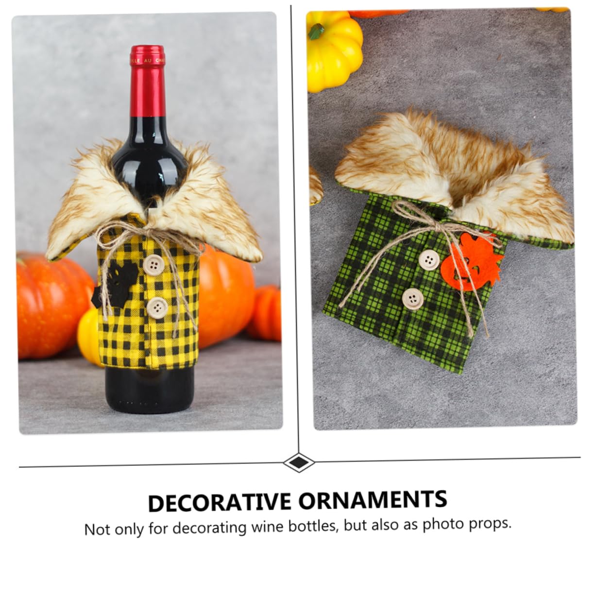 MAGICLULU 3 Ensembles Housse De Bouteille en Tissu À Carreaux Faux Shot De Vin De Noël Bouteilles Flacon Boire des Vêtements De De Vin Faux Manchons De 4 pièces * 3
