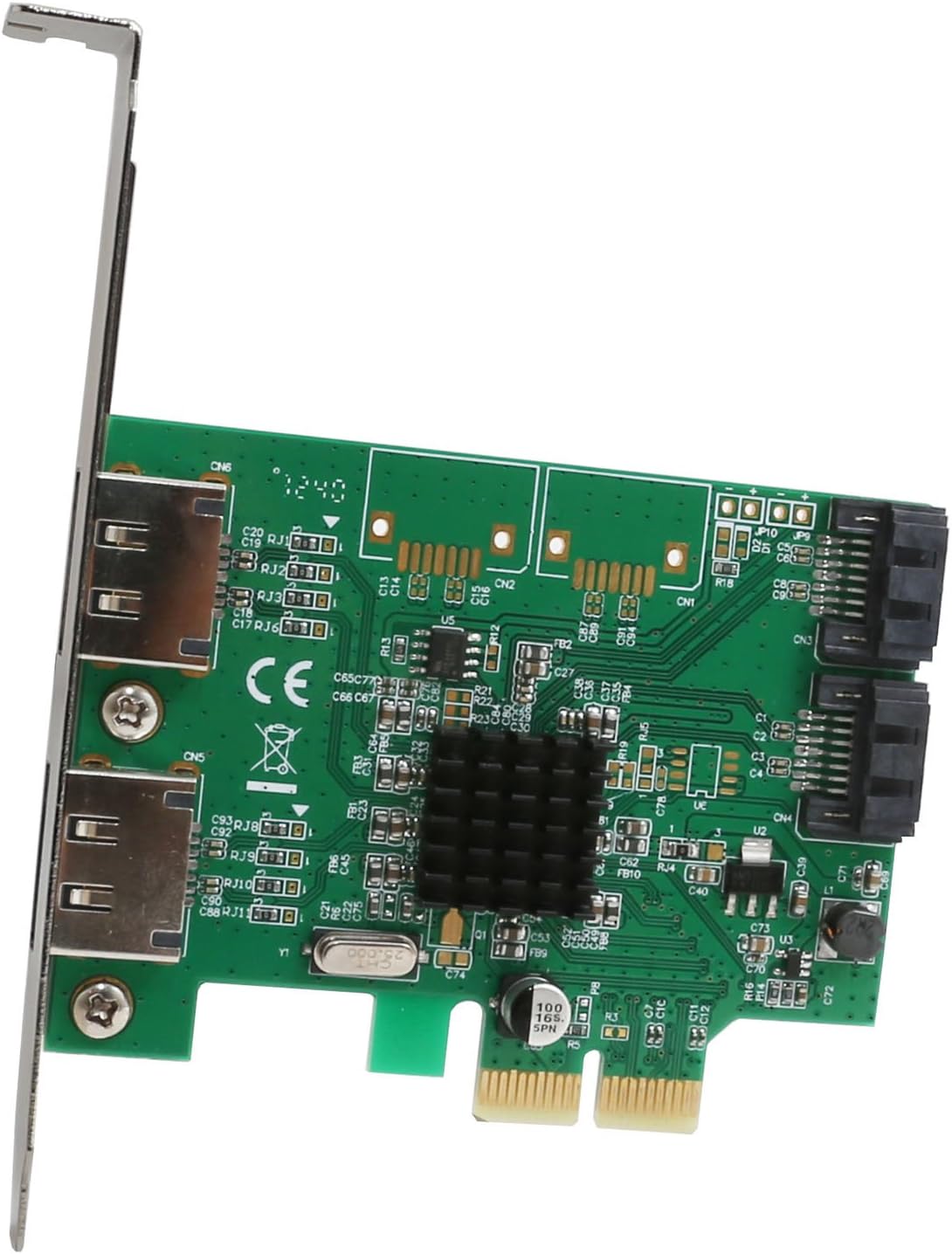 IO Crest SI-PEX40058 2 Port SATA III 2 Port eSATA III PCIe 2.0 x2 HyperDuo Controller Card Green