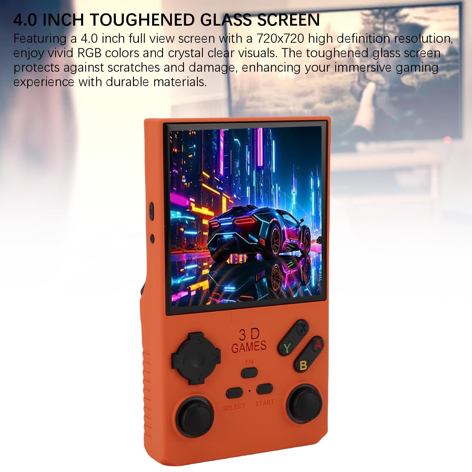 4-Zoll-Retro-Gaming-Konsole mit 45 Emulatoren, 4000-mAh-, Tragbar Im Taschenformat für Unbegrenzten Spaß (Orange)