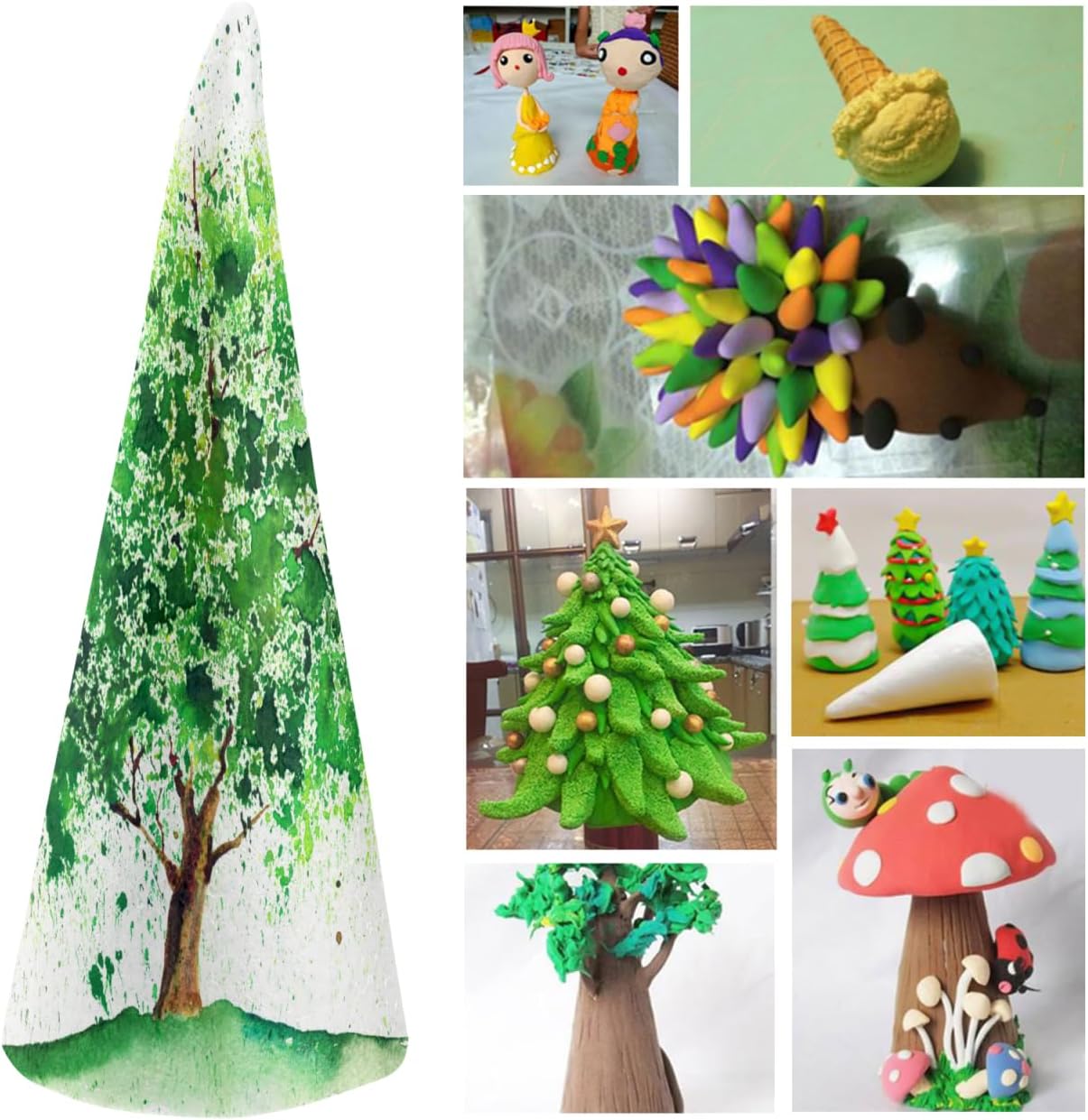 Operitacx 6 Pcs StyrofoamCones for Craft, 9.5inch Christmas Tree Foam Cones, White Cone Shaped Foam for DIY Art Projects, Christmas Tree, Table Centerpiece