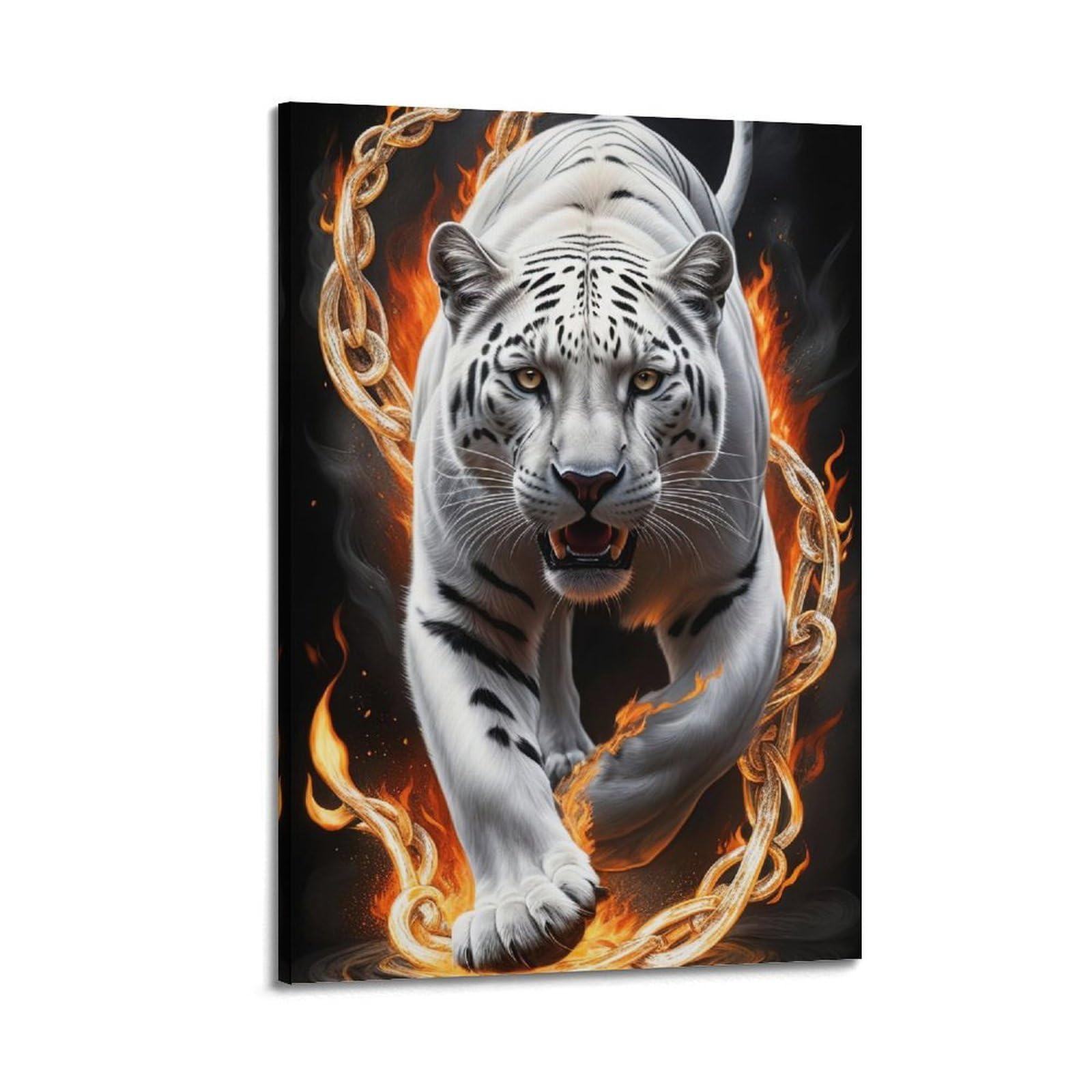HUIYHB Animal Artwork Poster Fierce White Tiger Poster Decorative Painting Canvas Wall Posters And Art Picture Print Modern Family Bedroom Decor Posters 20x30inch(50x75cm)