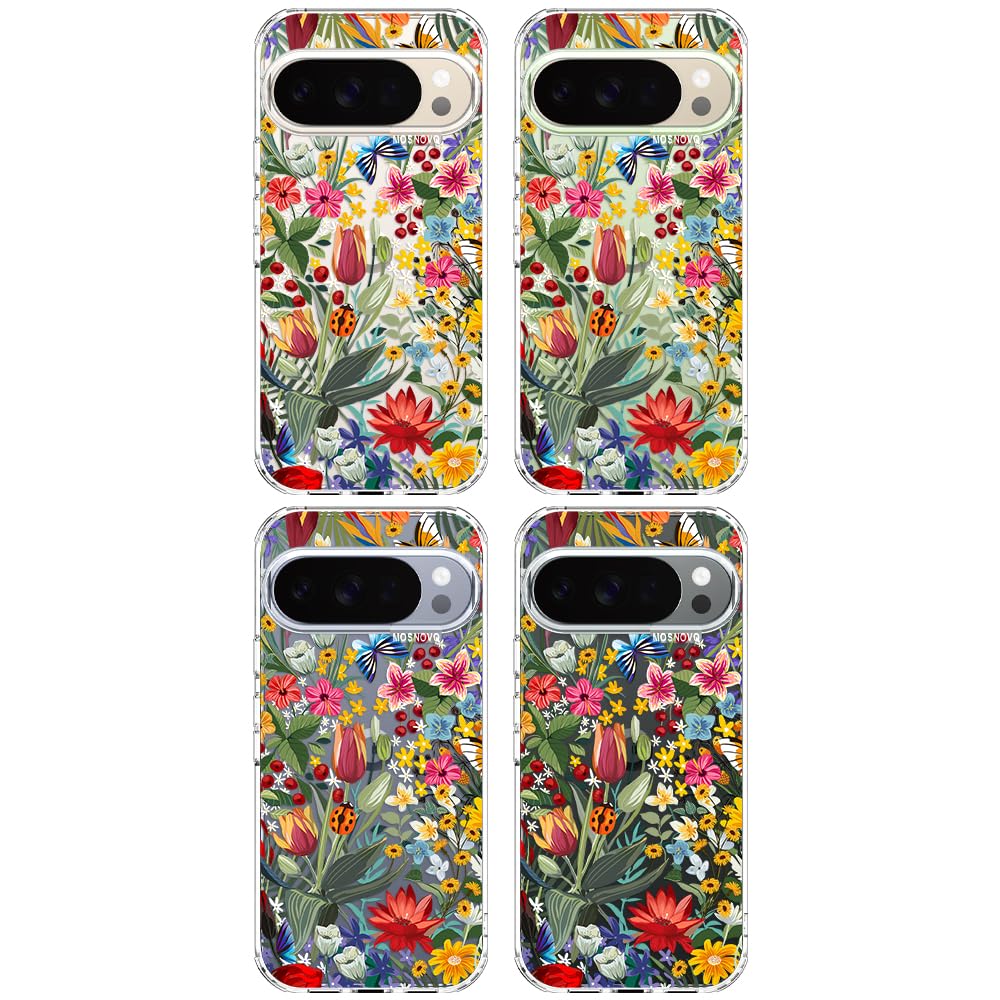 MOSNOVO Case for Google Pixel 10 & Pixel 10 Pro, [Buffertech 6.6ft Military-Grade Drop Protection] [Anti Peel Off Tech] Clear TPU Bumper Phone Case Cover Design - in The Garden - 4