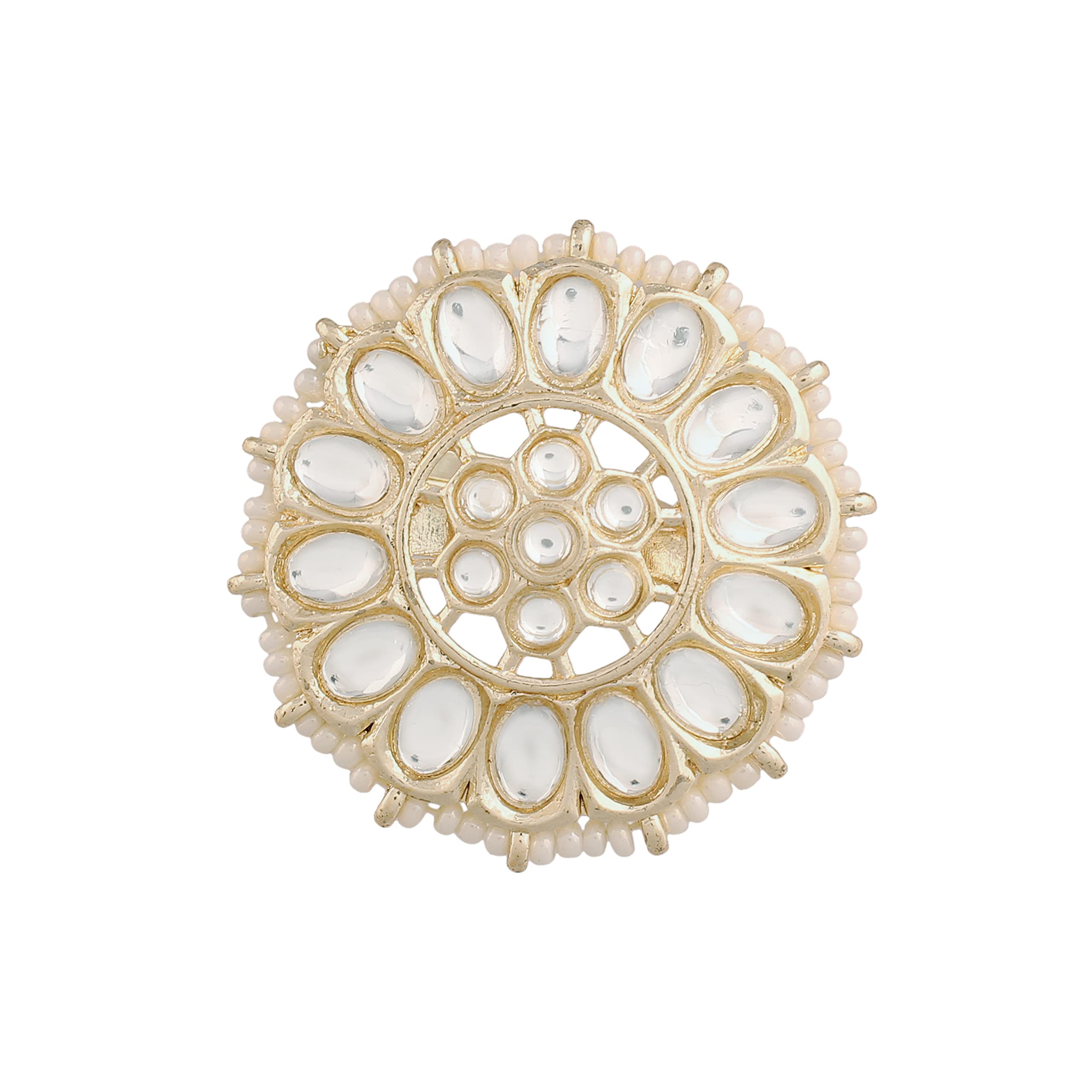 I Jewels Gold Plated Traditional White Kundan & Pearl Studded Adjustable Finger Ring for Women (FL205) (White) (B09RHCC4VT) Amazon Price History, Amazon Price Tracker