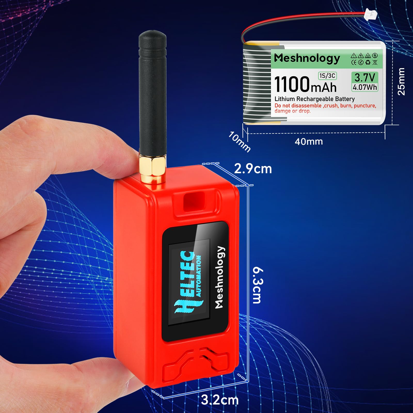 Juego de 2 Placas de Desarrollo ESP32 Lora V3 + batería de 1100 mAh + Funda Protectora – con Antena de 868 MHz y Dispositivos Lora V3 SX1262 para Meshtastic AR duino LoRawan IOT (N30 versión, Rojo)