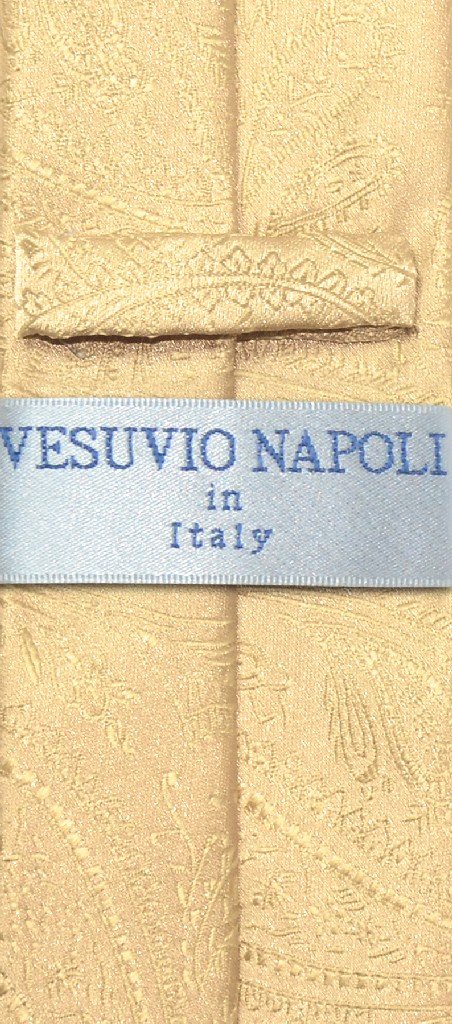 Vesuvio Napoli Narrow NeckTie Solid GOLD Color Paisley 2.5