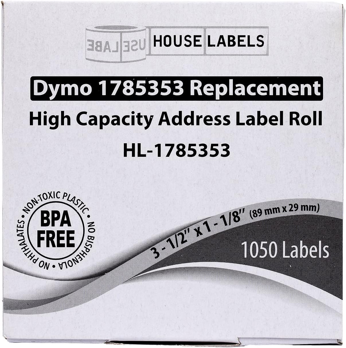 HOUSELABELS Compatible DYMO 1785353 Address Labels (3-1/2" x 1-1/8"), Strong Permanent Adhesive, Compatible with DYMO LW 4XL, Rollo & Zebra Desktop Printers, 20 Rolls /21000 Labels