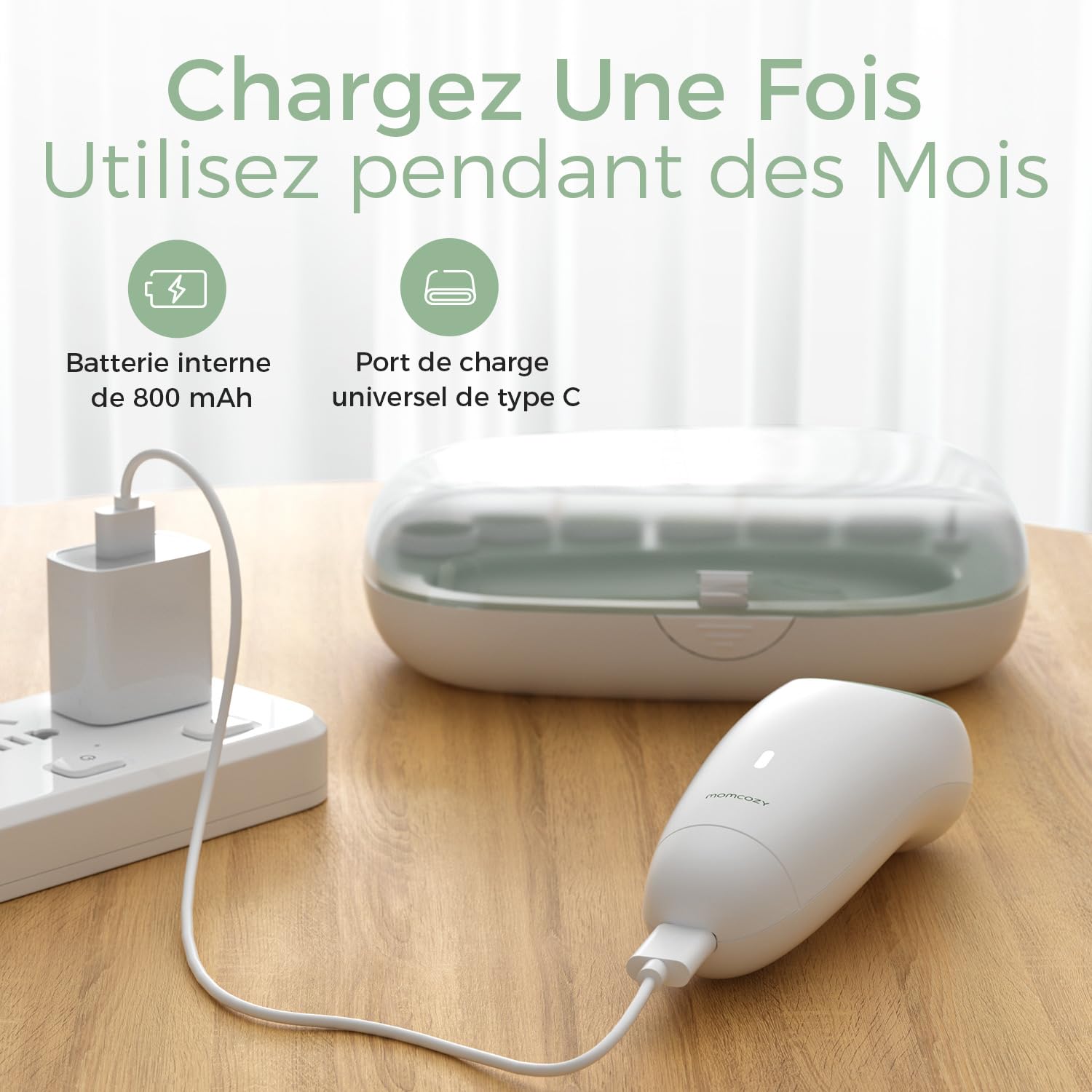 Momcozy Lime à Ongles Électrique pour Bébé, Faible Bruit Coupe-Ongles Électrique avec Lumière Doux, Coupe-Ongles Électrique Rechargeable pour Soins des Ongles de Nouveau-Nés & Enfants, 7 Remplacements