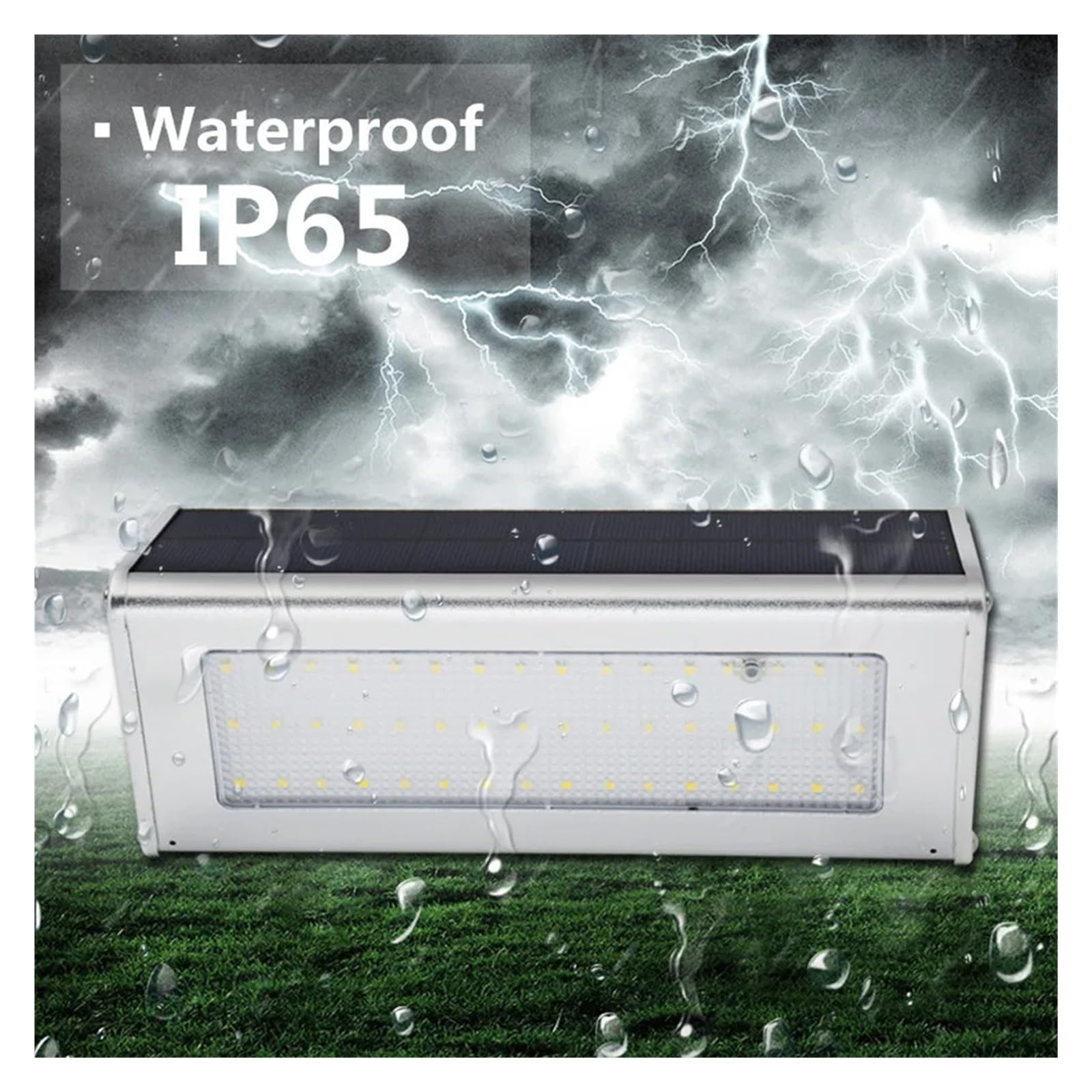 Focos LED Exterior, Luz Solar De 48 LED De Aleación De Aluminio, 4500mAh, Resistente Al Agua For Exteriores, Con Lámpara Solar, Sensor De Movimiento, Radar Aplicable En Porche Y Jardín(Bianco)