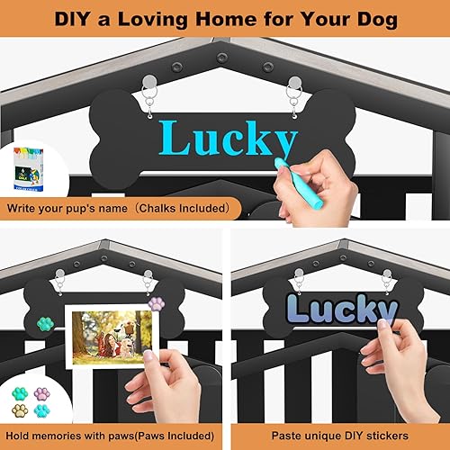 Miniatura 5 de EasyCom Muebles resistentes para jaula de perros, perrera para interiores con ruedas de 360, perreras decorativas para perros grandes, jaula para