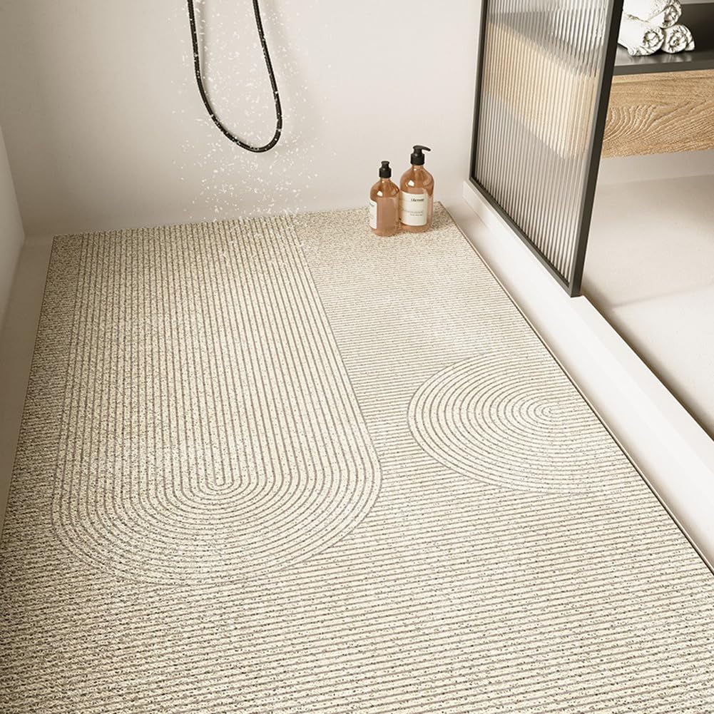 Large Shower Mat - Non Slip Anti Mould,Loofah Comfortable Soft Bath Mat with Drain Hole,Washable & Quick Drying Bathroom Floor Mat,Massage Feet (Orange,90x120cm)