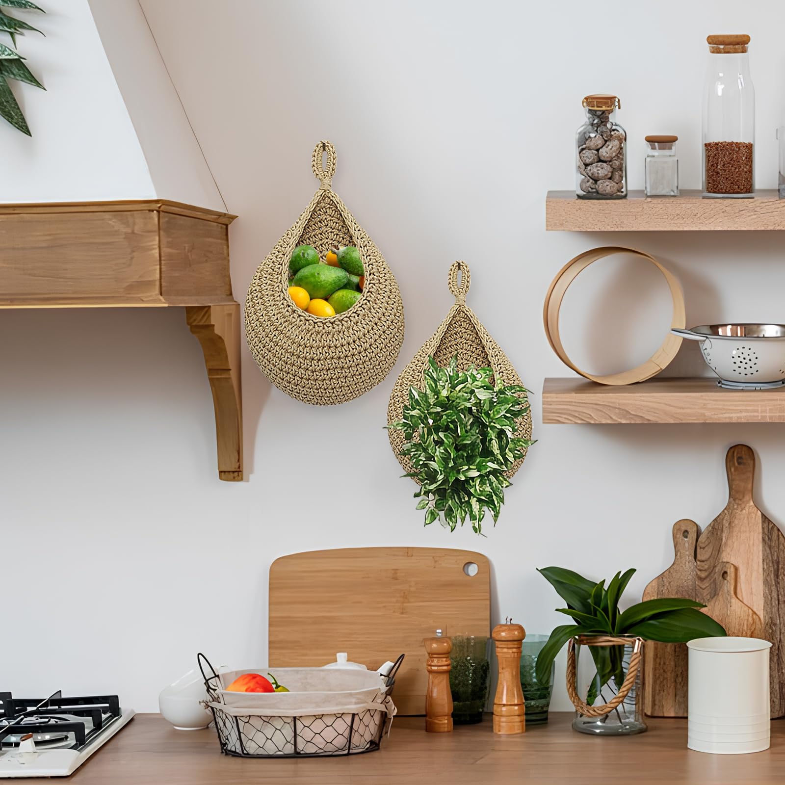 3 Cesti Portafrutta Porta Pane Frutta Stile Boho Vimini Giacinto