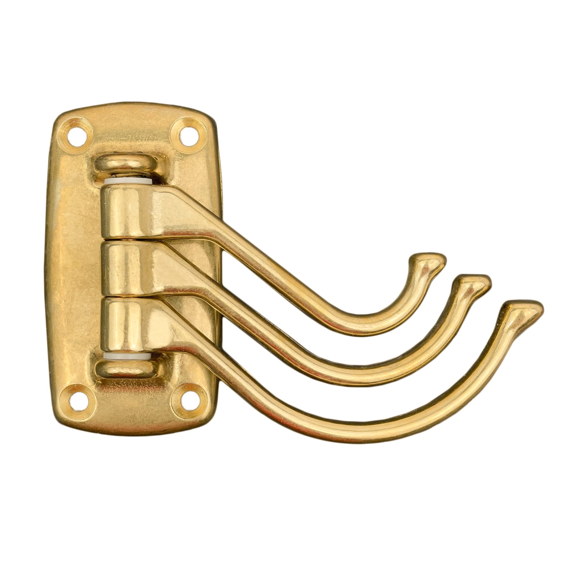 GATE14® Appendiabiti da Parete a 3 Ganci Girevoli in Ottone Lucido 70 x 40 x 105 mm
