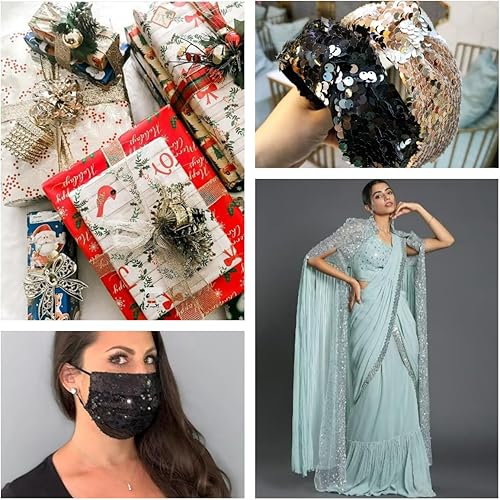 Miniatura 5 de Cinta elástica de lentejuelas de 1.6 pulgadas de ancho, ribete de lentejuelas metálicas plateadas, encaje elástico de 5 yardas para coser ropa,