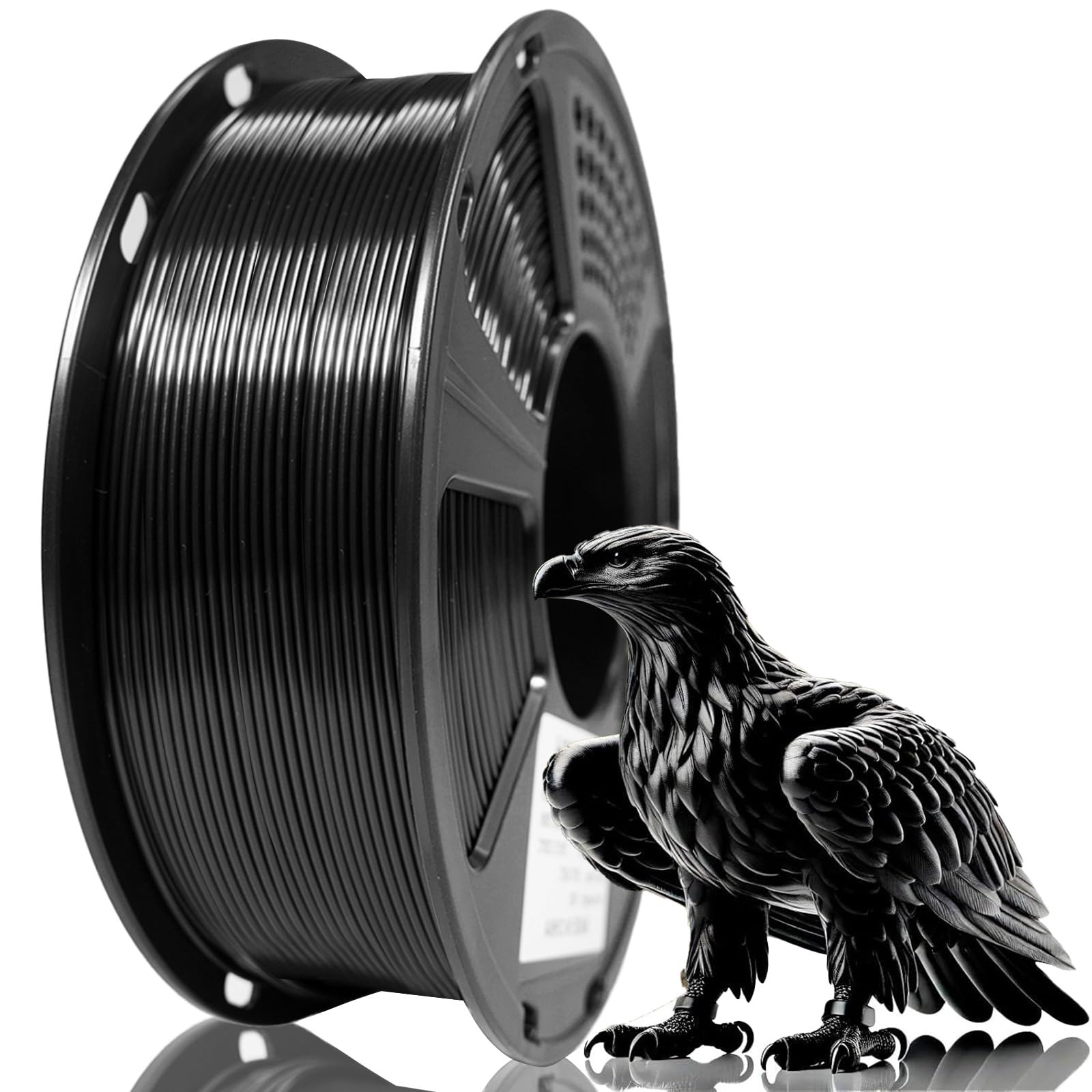Silk PLA Filament 1.75mm, Metallic Shiny Black 3D Printer Filament, 1kg Spool (2.2lbs), Dimensional Accuracy +/- 0.02 mm, Vacuum Packaging