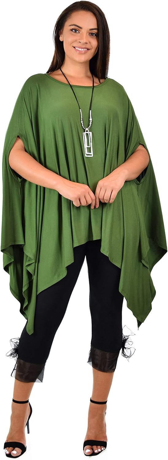Dare2bStylish Women Versatile Loose Fit Dolman Poncho Tunic Dress Top Cover Up