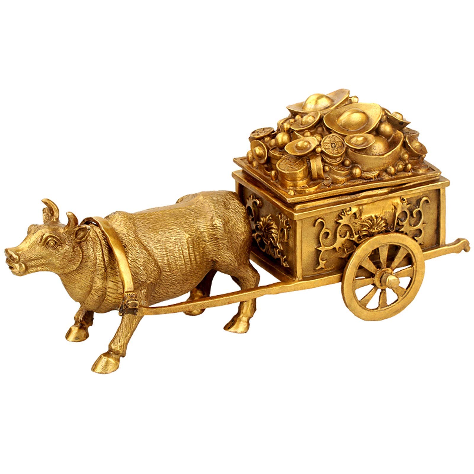 SnamicE Buddha Statue Brass Bull Figurines Decoration Collectible, Wealth Animal Statue, Metaphorical Bull Market Figurine for Financial Investors Buddha garden,