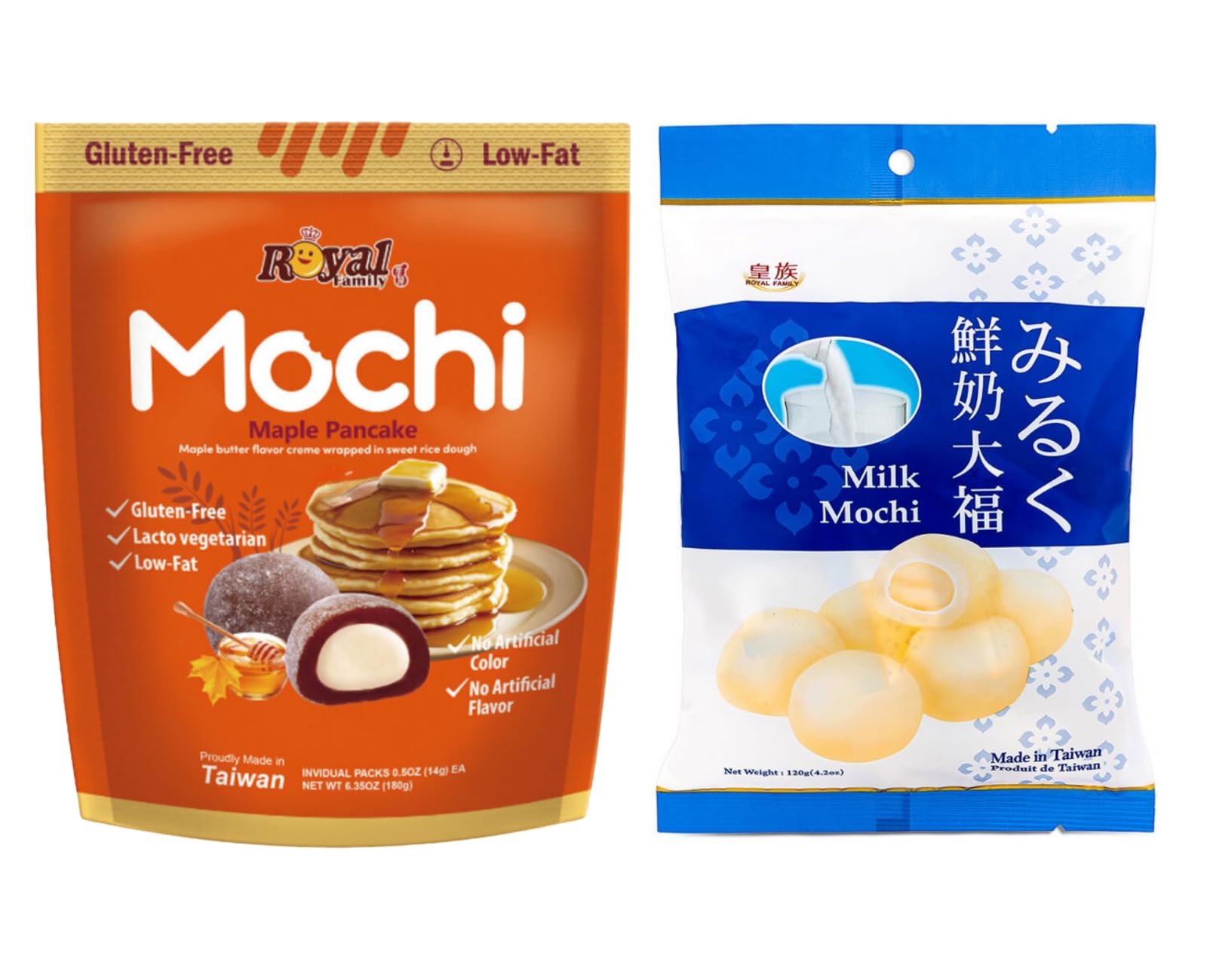 Royal Family Mochi - Korean Cuisine - Glutenous Rice Treats - 2 packs - Halal (MILK/Maple Pancake)