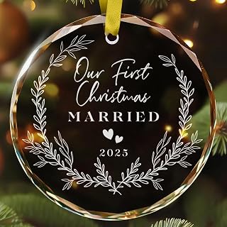 Engagement Gifts for Couples, Our First Christmas Married Ornament 2025, First Christmas Married Ornament, 1st Xmars As Mr and Mrs, Newlywed Gifts for Couples 2025, Bridal Shower Wedding Gift