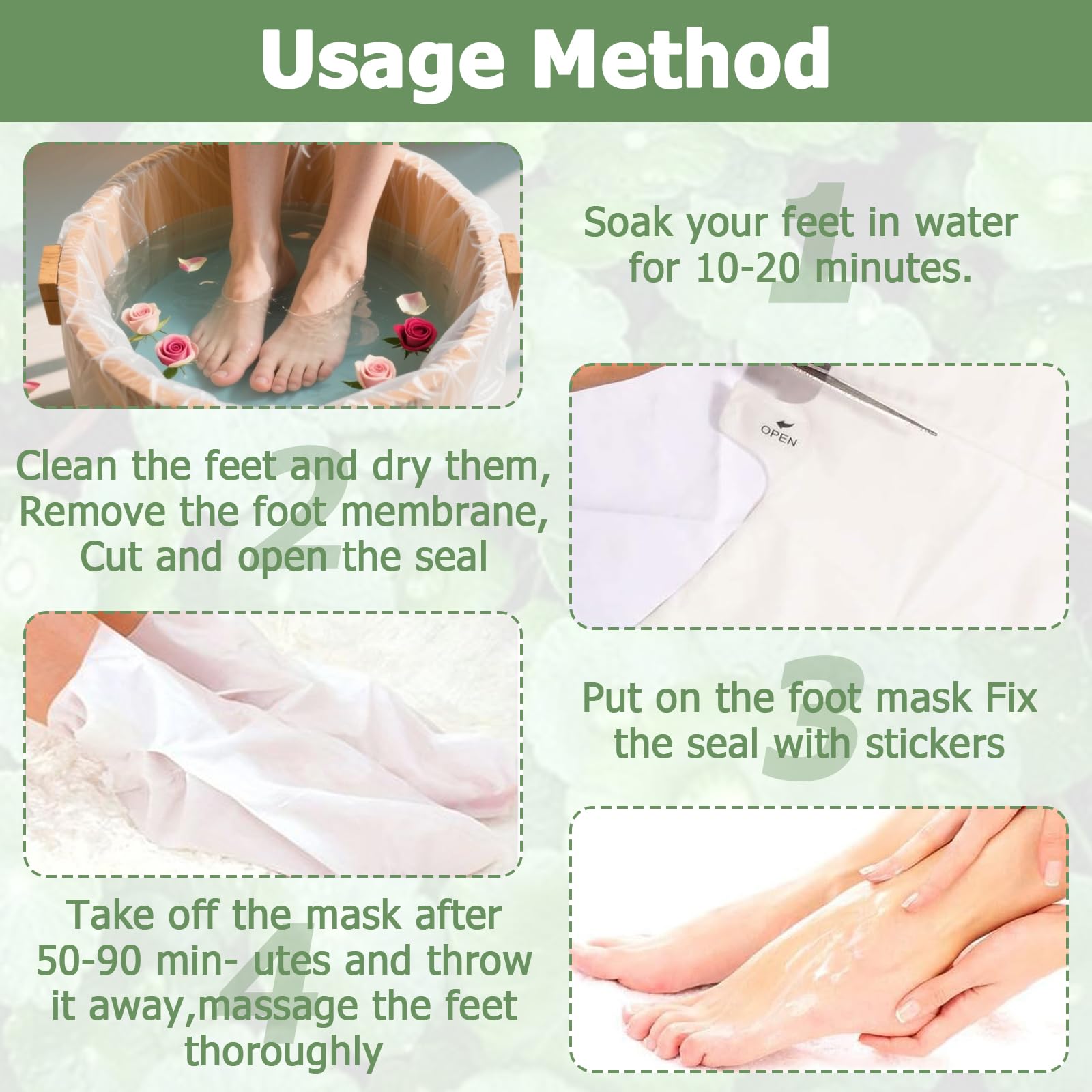 4 Paires De Masque Pieds Peeling Exfoliant, Peeling Pied, Masque Pieds Très Secs Et Abîmés Riches En Centella Asiatica, Nourrissant En Profondeur, Soin Doux, Convient Aux Hommes Et Aux Femmes