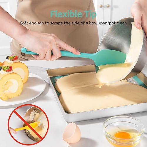 Miniatura 6 de U-Taste Juego de espátulas de cuchara de silicona, 600F de alta resistencia al calor, raspador de goma flexible de grado alimenticio, mezcla de