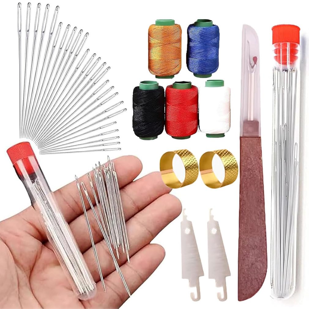 Wondolla Sewing Kit, Indefinitey Big Eye Steel Needles, Stainless Steel Sewing Kit, Sewing Tool Kit, Needle and Thread Kit, DIY Sewing Kit, Portable Sewing Supplies Accessories for Beginner (37PCS)