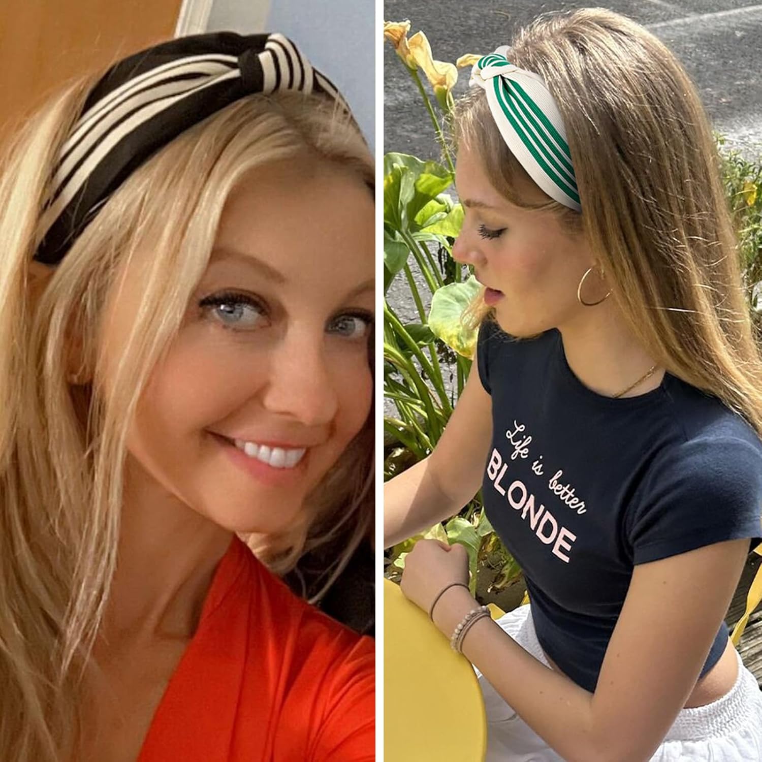 WOVOWOVO 3 Packs Knotted Headbands for Women, Striped Thick Texture Hairbands Non Slip Womens Fashion Head Bands, Cute Black Khaki Beige Headband Hair Accessories - Image 7