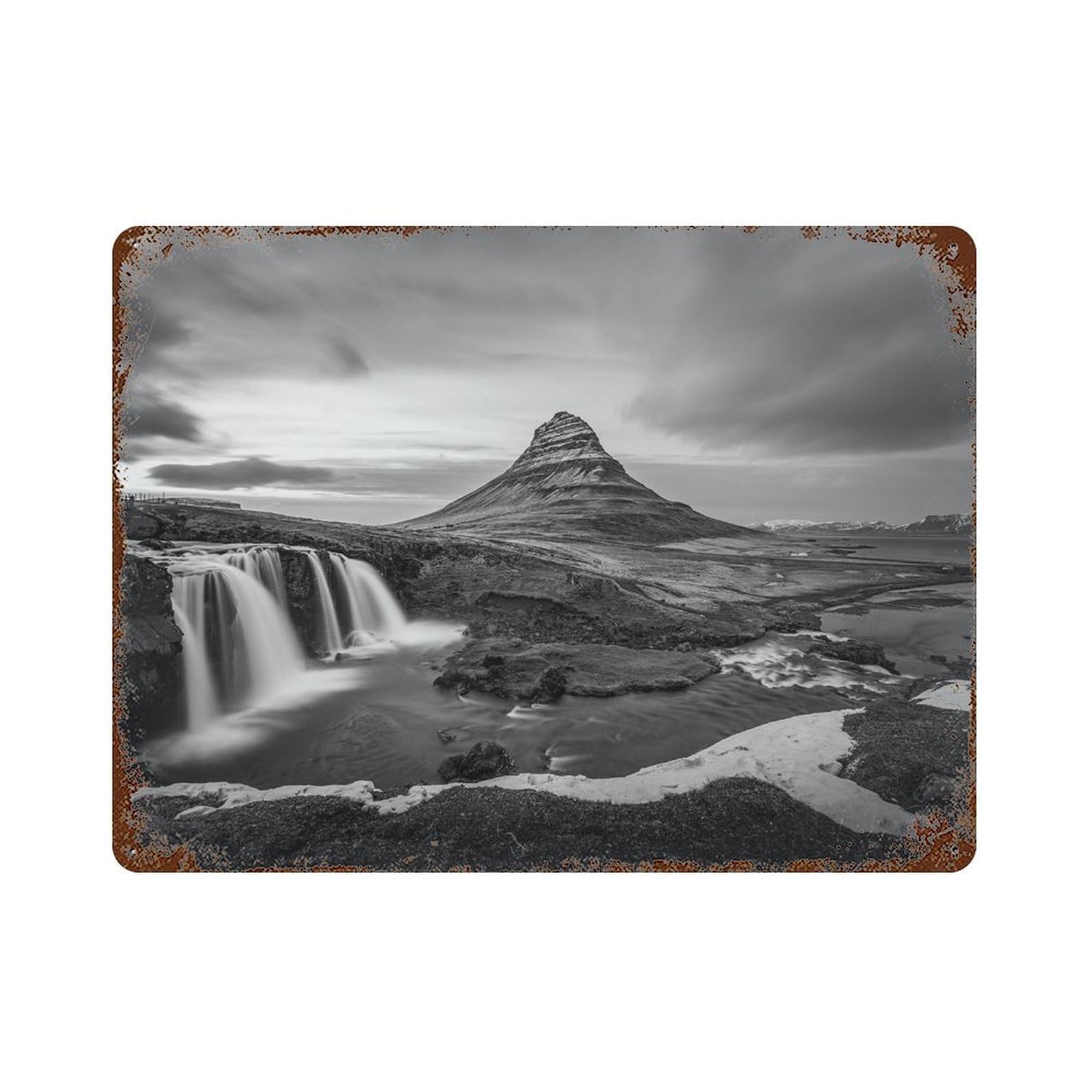 xiaoxiaoshen Black And White Iceland Photo Decor Europe Wall Decor Art Metal Tin Poster Modern Home Decor Art Home Bar Shop Decorations Vintage Sign 30x40cm