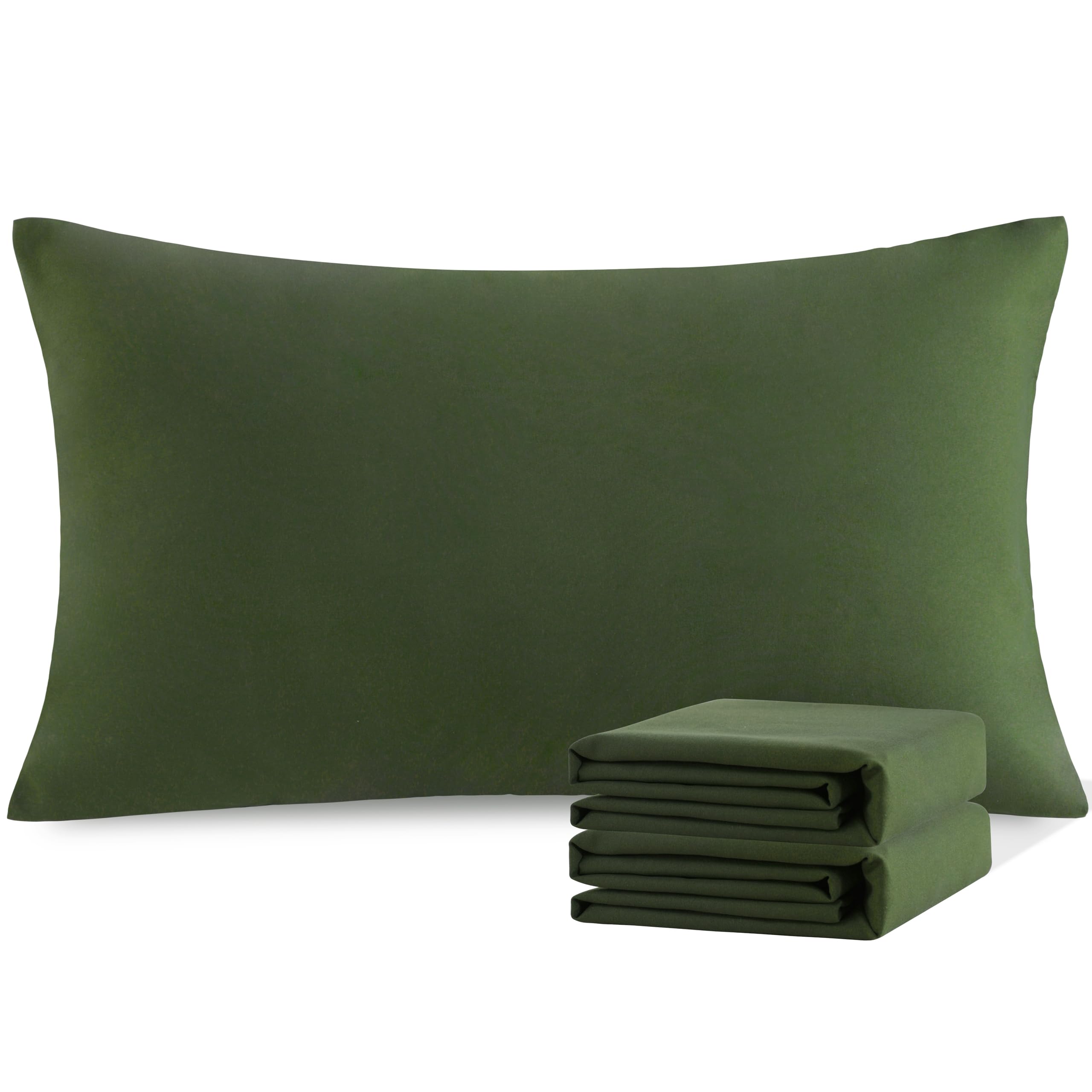 NTBAY King Microfiber Pillowcases, 2 Pack, 20 x 36, Olive Green | Soft Brushed Microfiber with Envelope Closure, Set of 2 King 20 x 36 Inch Pillowcases, Pillow Inserts Not Included