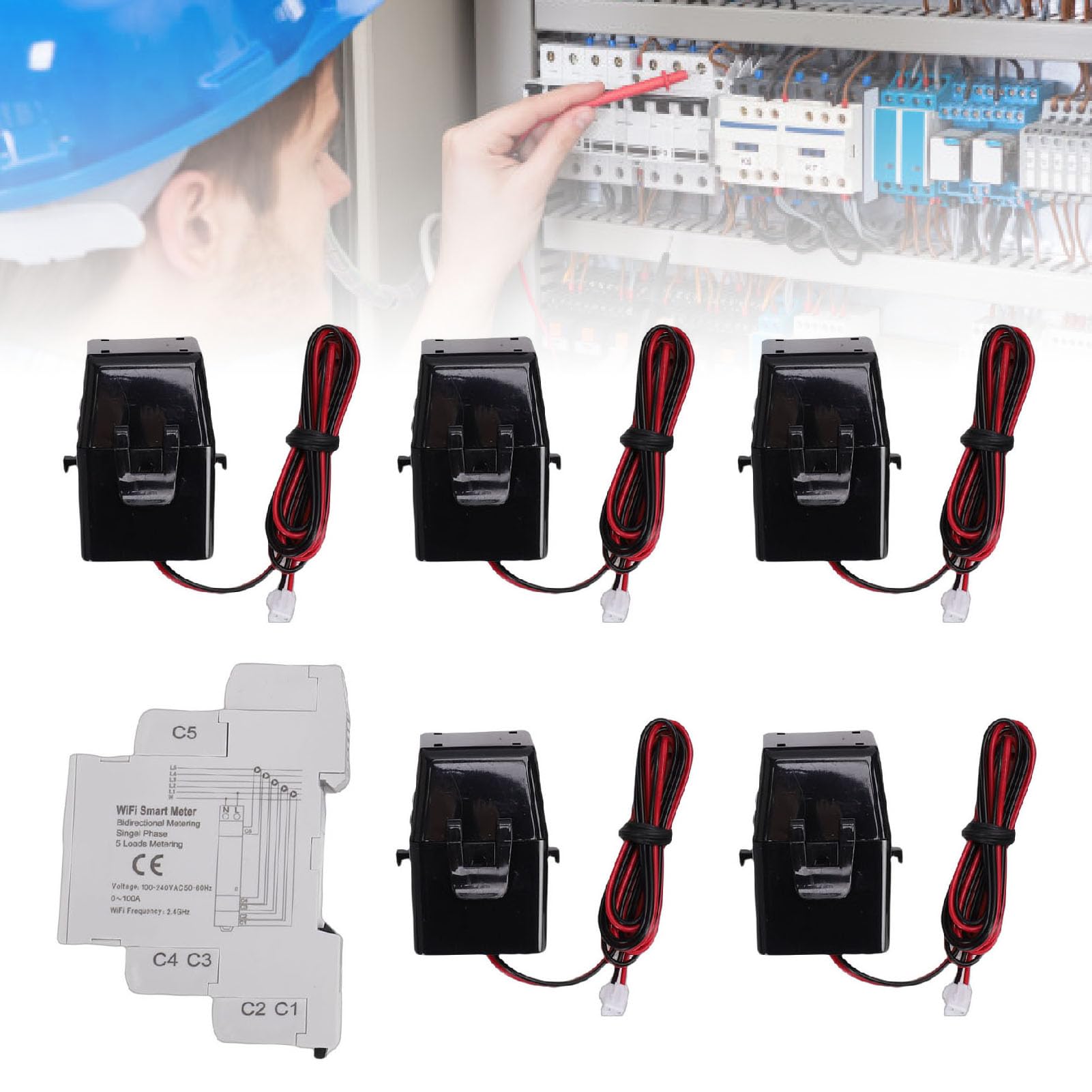 Medidor de Energía Inteligente WiFi Fácil Instalación para Monitoreo de Energía en el Hogar con 5 Sensores