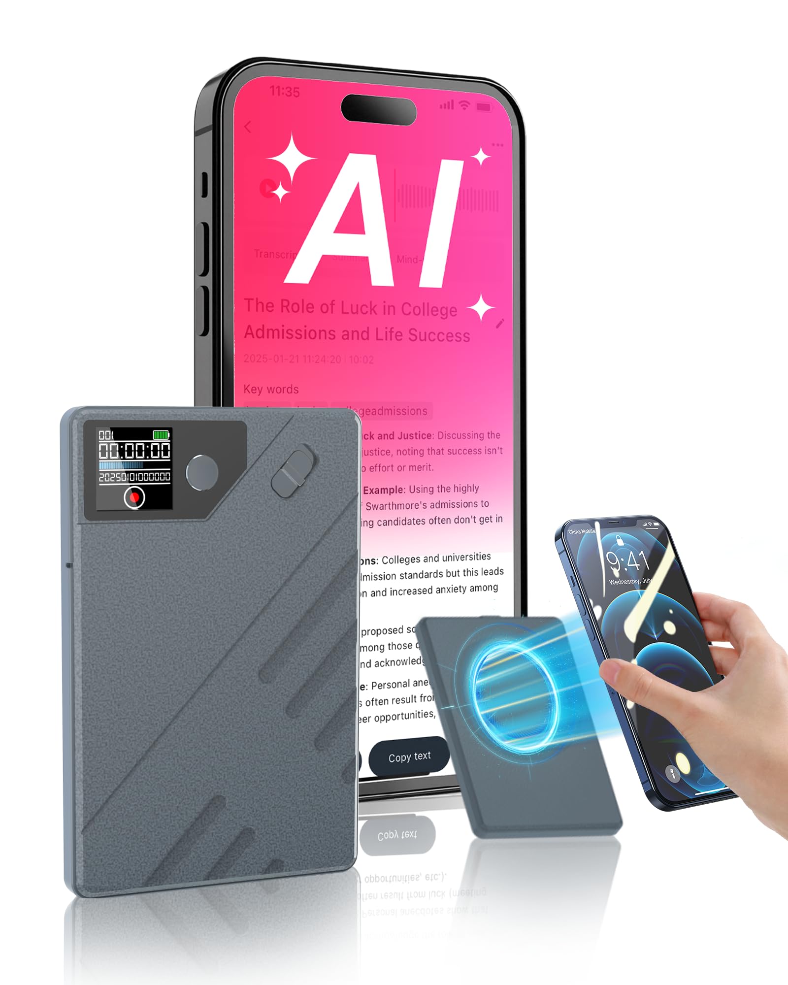 Ai Voice Recorder, Note Voice to Text Recorder W/Magnetic Case, App Control, Transcribe & Summarize with by Chatgpt, Support 112 Languages, 64GB Memory, Audio Recorder for Lectures, Meetings, Calls Gray