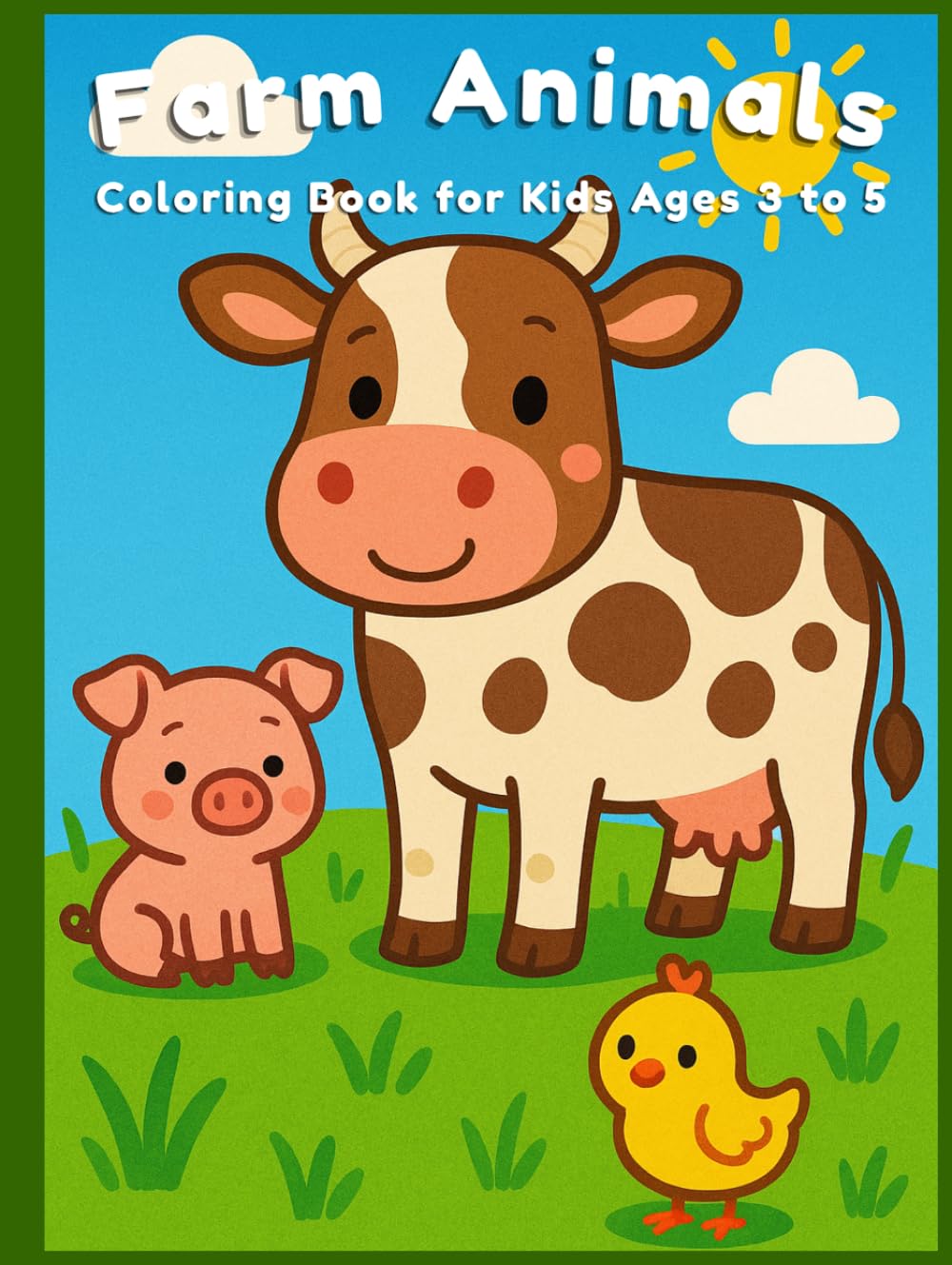 Farm Animals: Coloring book for Kids Age 3 to 5