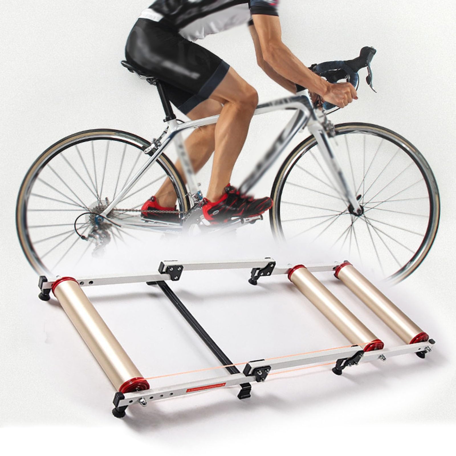 Entrenador de ciclismo silencioso ajustable, rodillos de bicicleta portátiles de aleación de aluminio, rodillo de equilibrio plegable que ahorra espacio