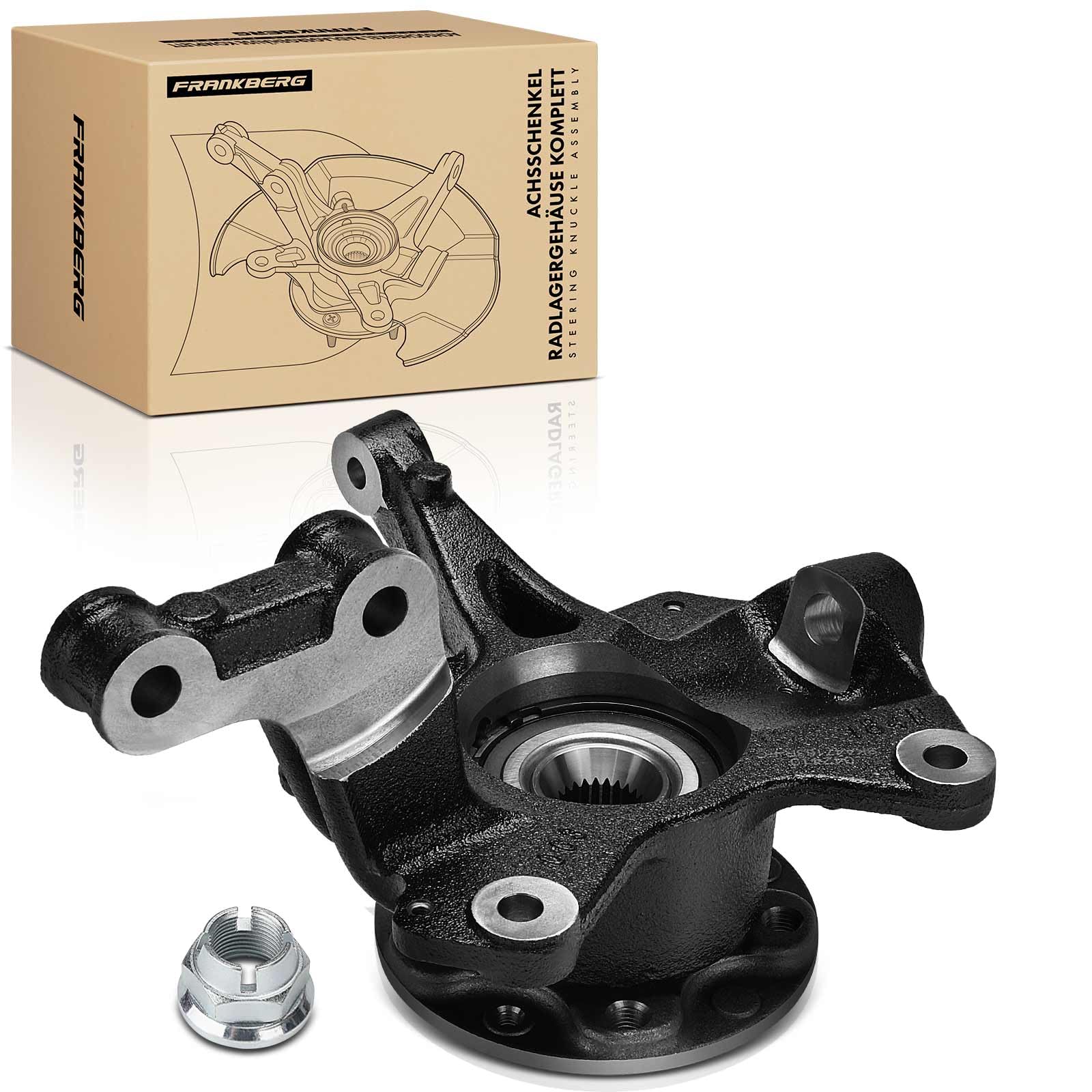 Frankberg Caja de cojinete de rueda completa Eje delantero derecho Compatible con M.e.g.a.n.e III Coupé DZ0/1 M.e.g.a.n.e III Compacto B3 BZ0/1 Scénic III JZ0/1 Replace# 400147163R